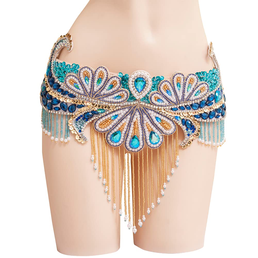ROYAL SMEELA Women's Sequin Belly Dance Costume Set - Bellydance Bra & Belt Outfit for Performances, Carnival, Halloween, and Cosplay