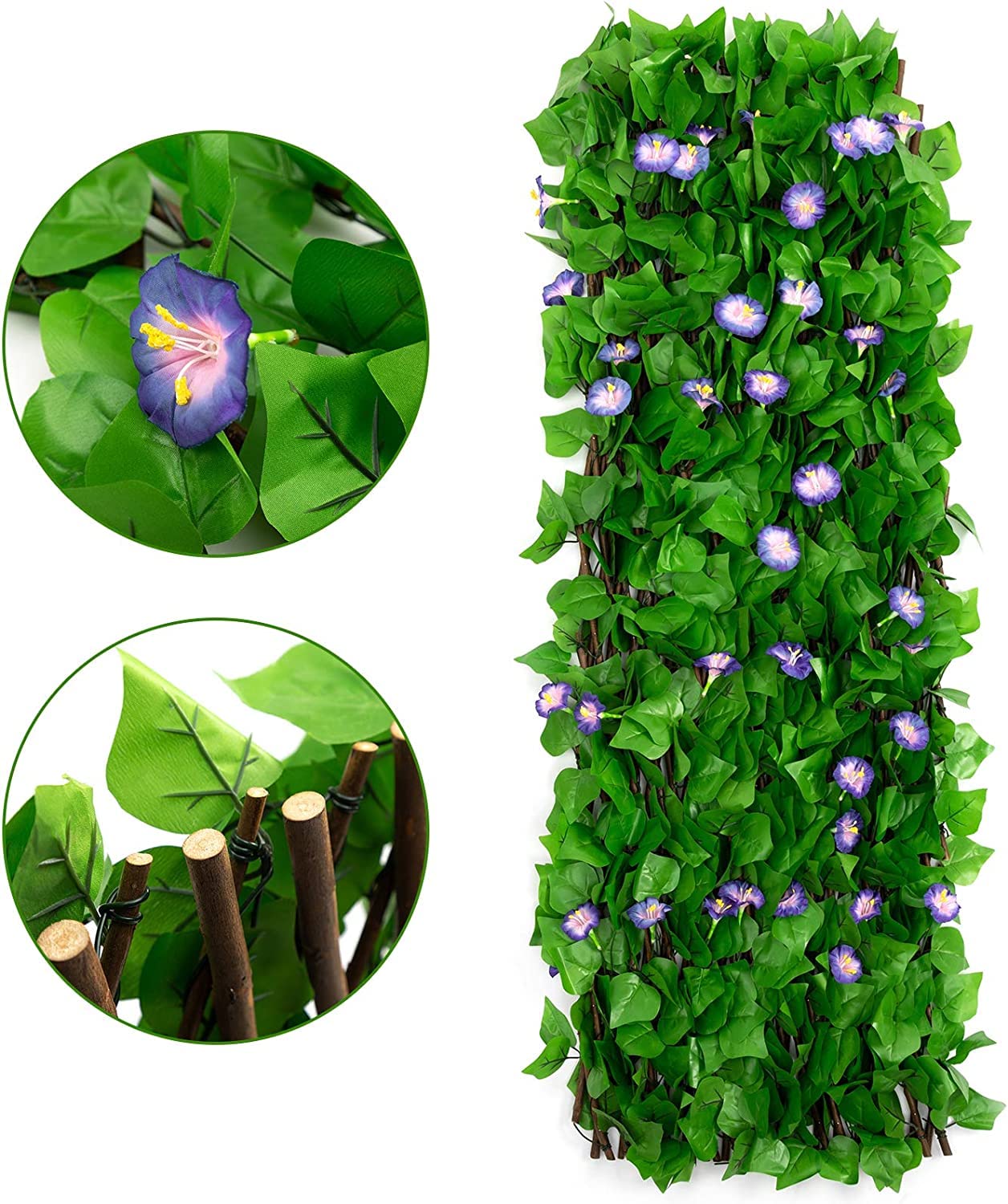 DOEWORKS 4PCS Expandable Faux Ivy Privacy Fence Screen - Outdoor Balcony, Patio, Garden Backyard Decor - Natural Looking Greenery Backdrop for Home, Wedding & Events
