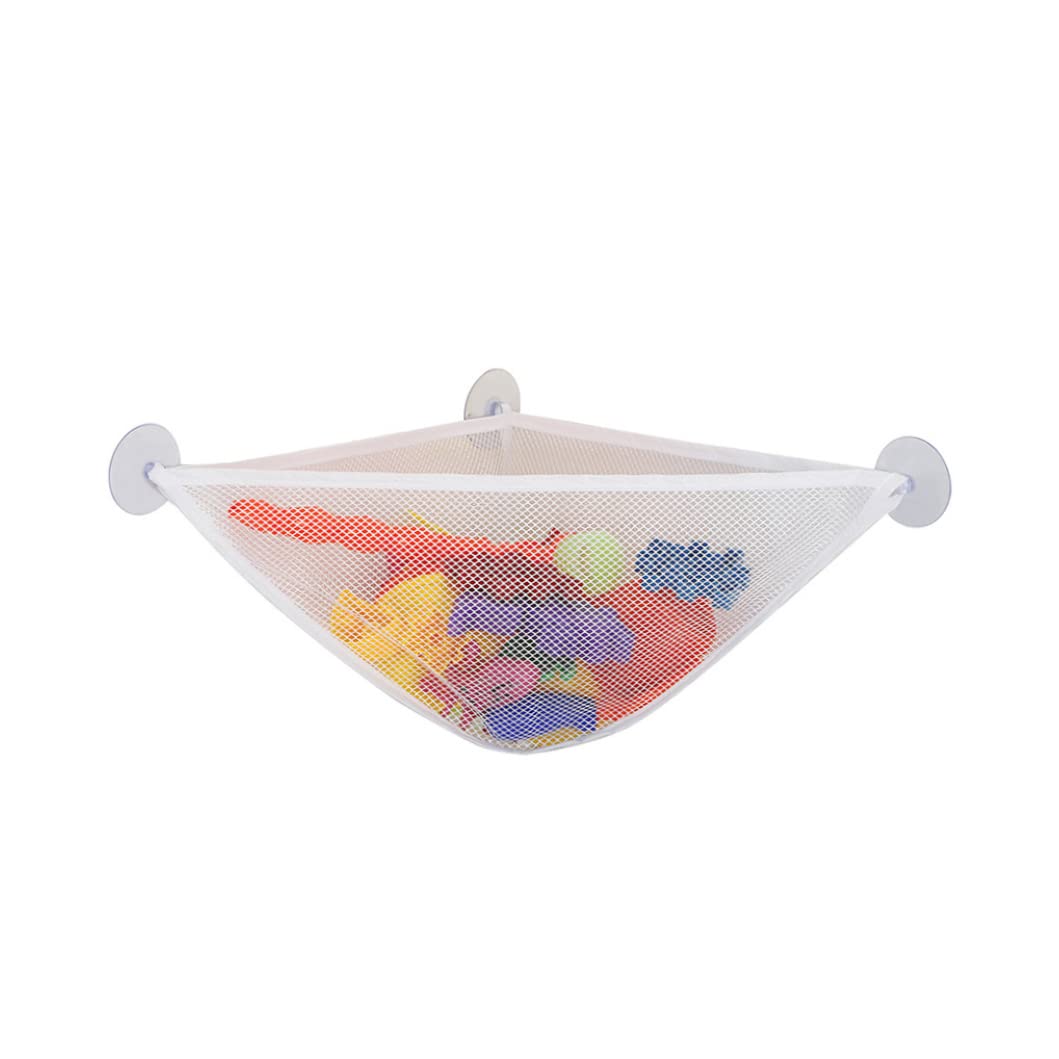 Bathtub Toy Organizer with Strong Suction Cups - Kids Shower Storage Net & Corner Caddy Bag for Baby Boys and Girls - White Toy Holder for Bath Time Fun (Perfect for Bathtub, Shower & Kids' Bathroom Organization)