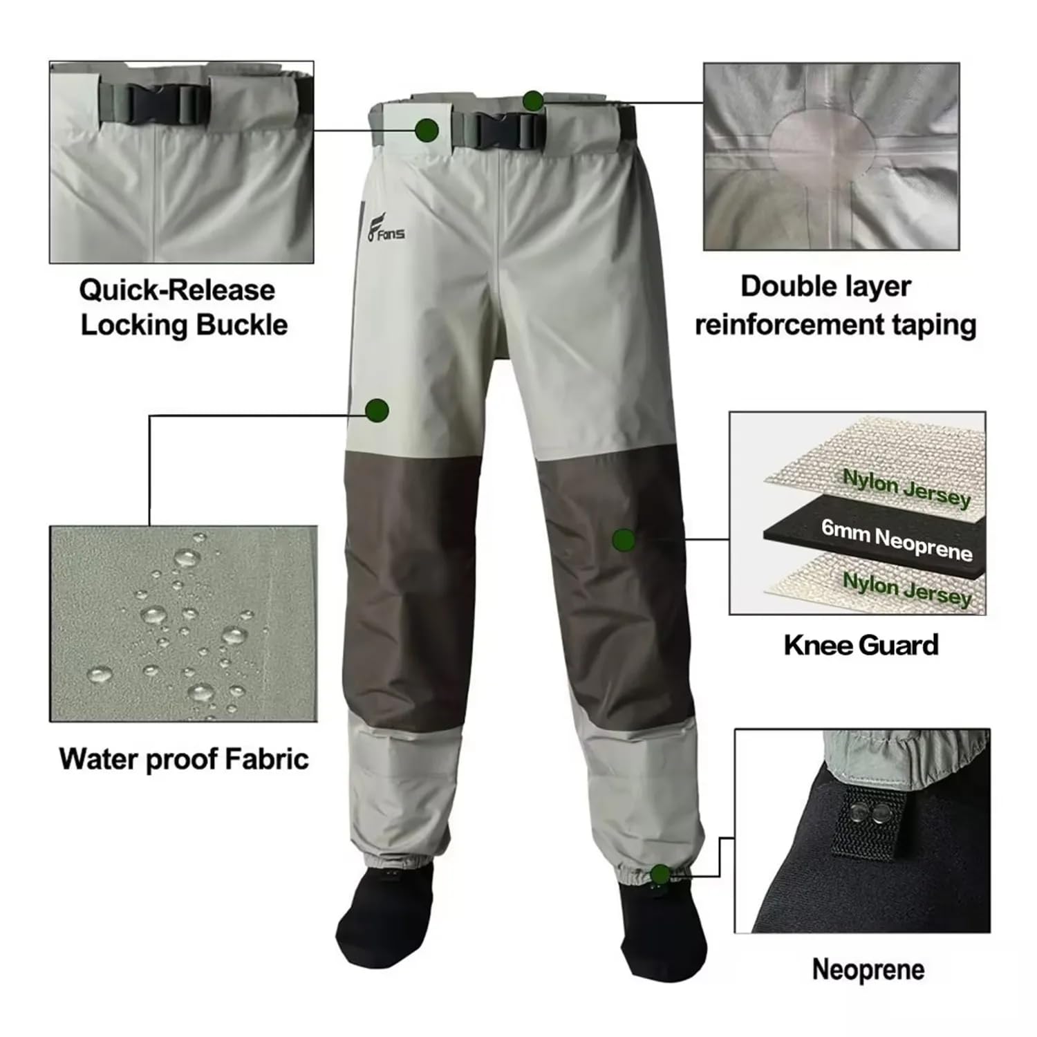 8-Pack Unisex Waterproof Waist Waders - 3-Layer Breathable Insulated Stockingfoot Wading Pants for Fishing, Kayaking & Outdoor Water Activities | Durable for Men & Women | Perfect for Fly Fishing, River Trekking & Cold Weather Adventures