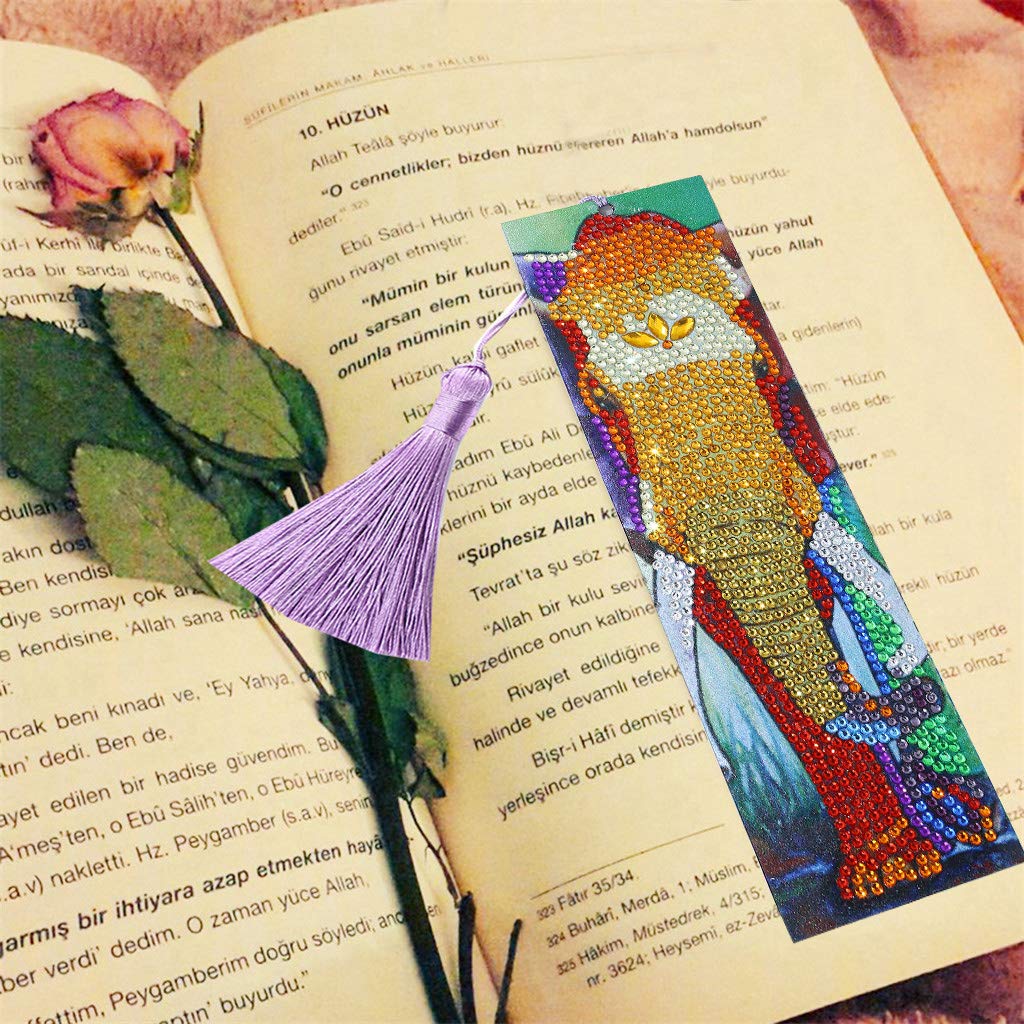 5D Diamond Painting Bookmarks Kit - DIY Rhinestone Mosaic Leather Tassel Bookmarks for Adults & Kids (Elephant & Cow Design) | Creative Handmade Gift for Book Lovers, Reading Accessories, Party Favors