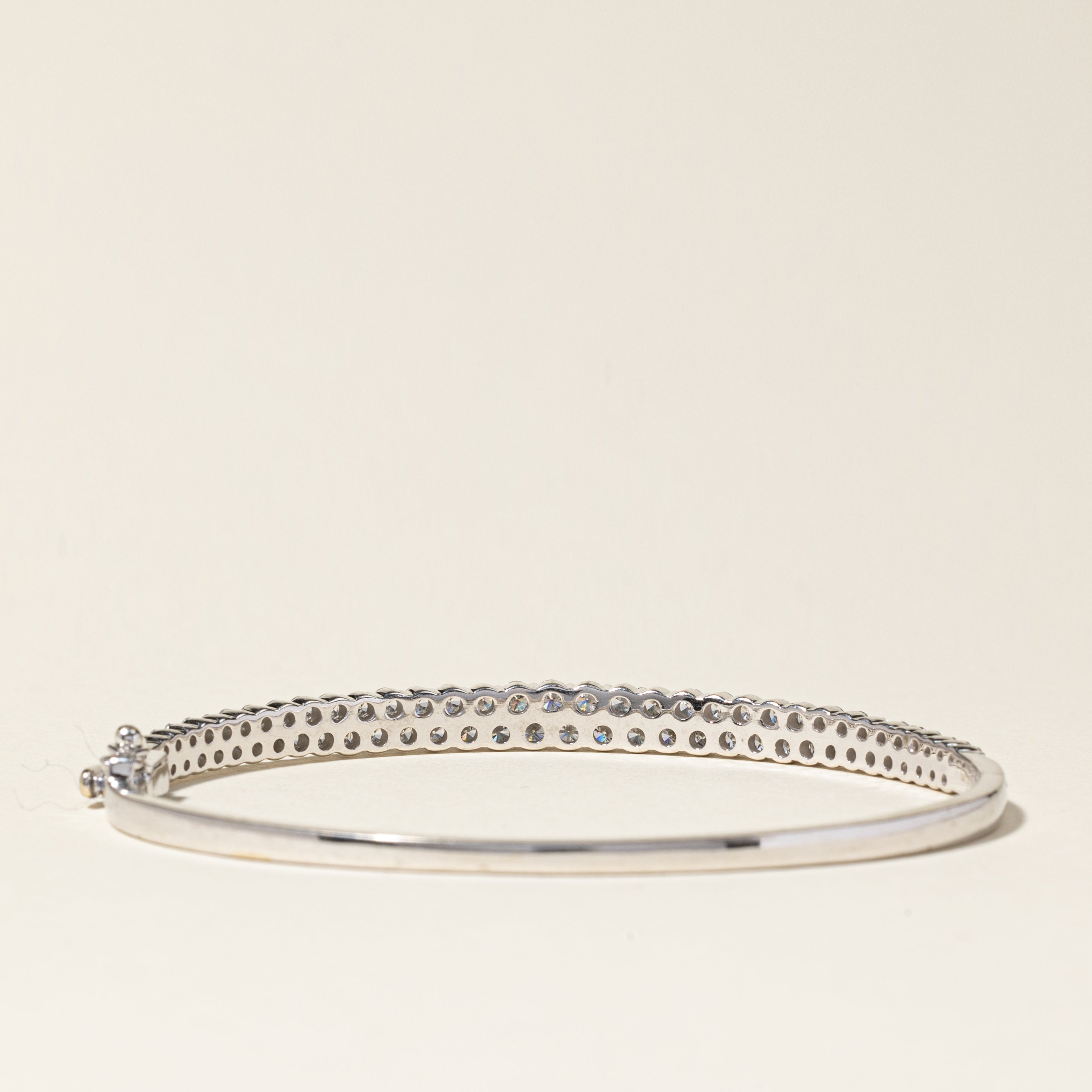 14K White Gold Oval Diamond Bracelet for Women | 3.23 Carat Total Weight | 7.5 Inch Adjustable Bangle | Elegant Wedding, Anniversary & Party Jewelry Gift