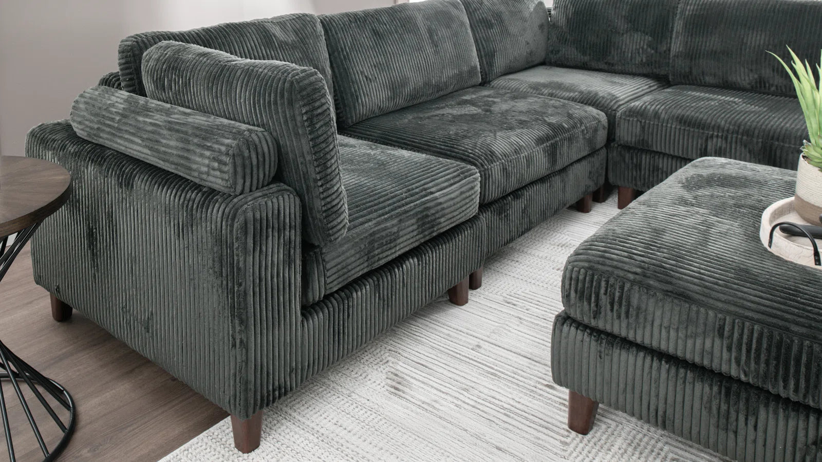 10ft Wide Modular Corduroy Sofa - Modern Plush Textured Sectional Couch for Living Room, Lounge & Family Room Comfort