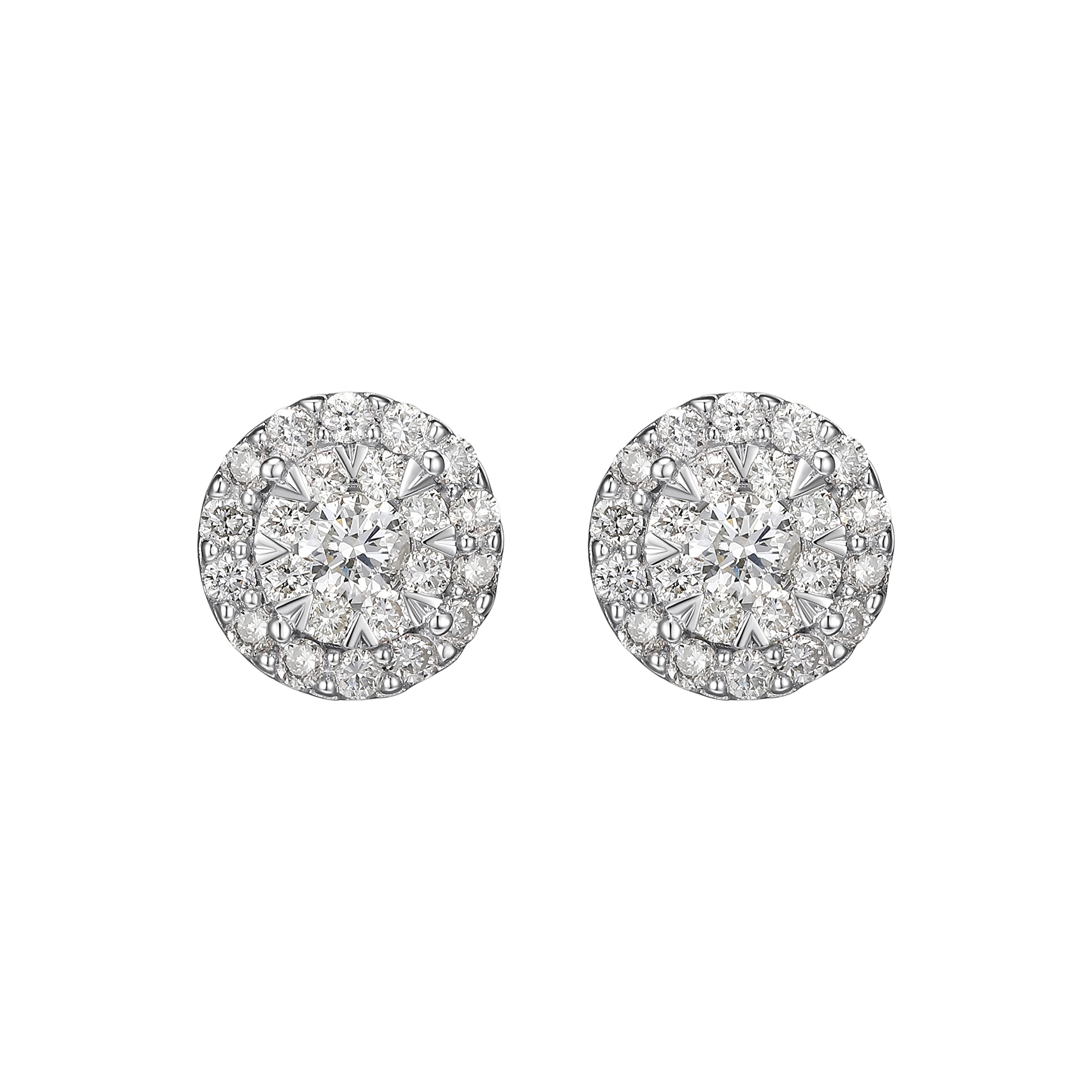 1/2 CT TW Lab Grown Diamond Cluster Round Halo Earrings in Sterling Silver - One Size - Perfect for Weddings, Anniversaries & Special Occasions (R2ARPJKH00)