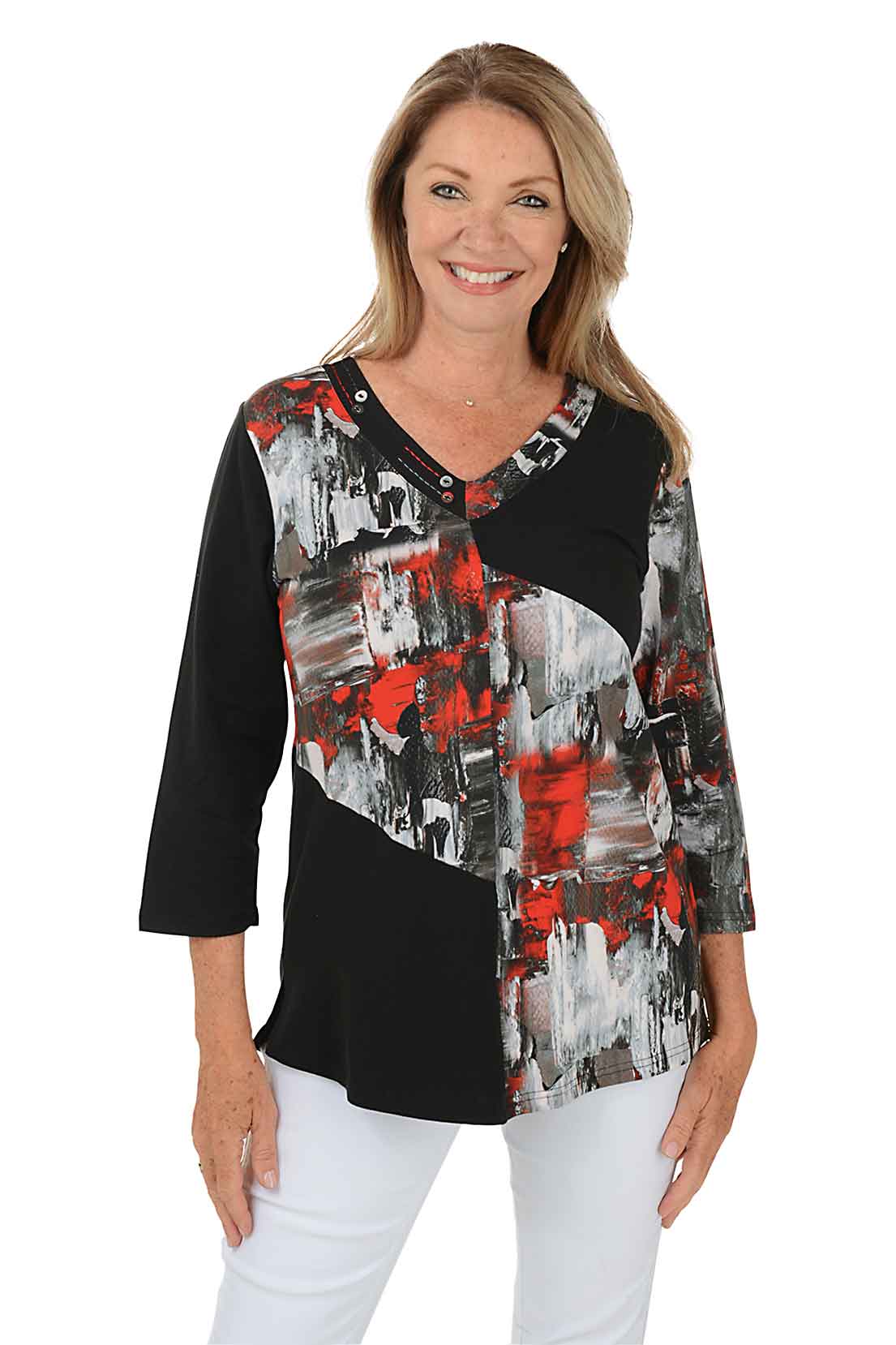 Heidi Diagonal V Neck Knit Top for Women - Soft Stretchy Casual T-Shirt - Perfect for Work, Date Night & Everyday Wear