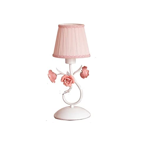 Vintage Rose Flower Table Lamp - European Princess Style Pink Desk Lamp for Bedroom, Girls Room Decor, Bedside Night Light | Perfect for Romantic Bedroom, Nursery, Study Room & Home Office Lighting