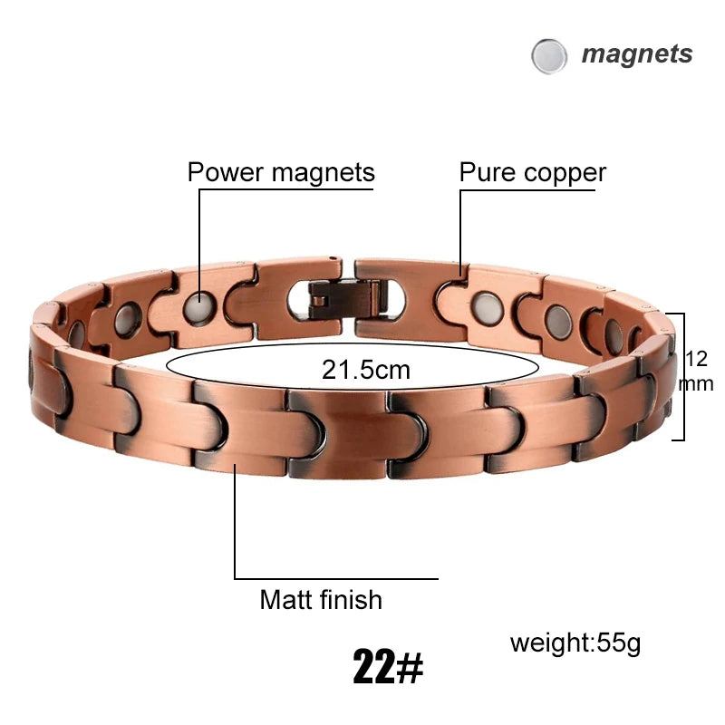 Men's Magnetic Health Bracelet - Pure Copper Energy Bracelet with Blood Pressure Magnets | Pain Relief & Improved Circulation | Perfect for Fitness, Work & Daily Wear