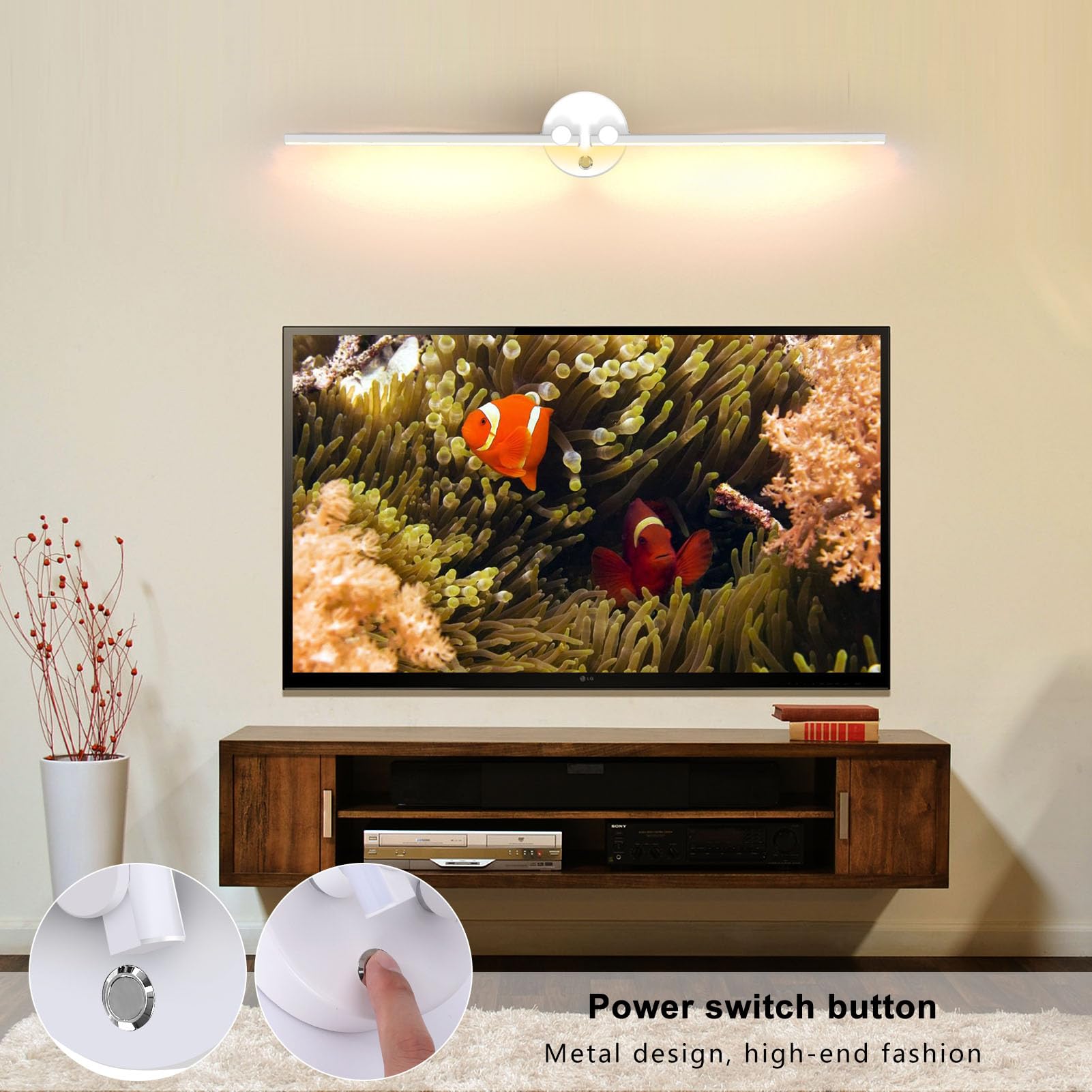 Kawell Modern 12W LED Wall Sconce with Switch - 300° Rotatable Arms, Hardwired LED Light Fixture for Living Room, Bedroom, Hallway - White, 3000K Warm White - Perfect for Ambient Lighting, Accent Wall Decor & Space-Saving Illumination