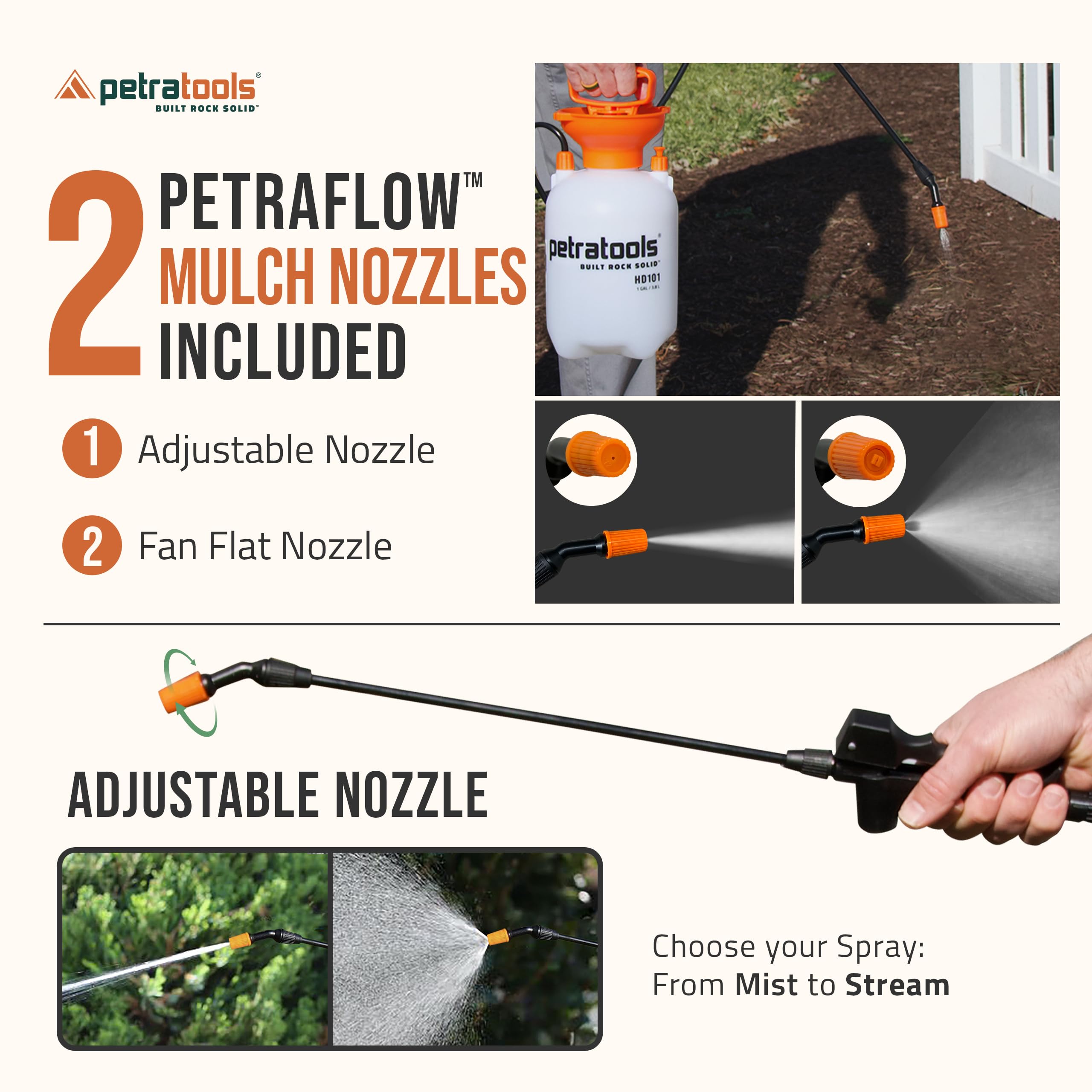 **Sticky Rock & Mulch Glue for Landscaping - 1 Gallon with Sprayer | Strong Adhesive for Gravel, Rocks & Mulch | Perfect for Driveways, Pathways & Garden Beds (Wood Max) - PetraTools HD101 Bundle**