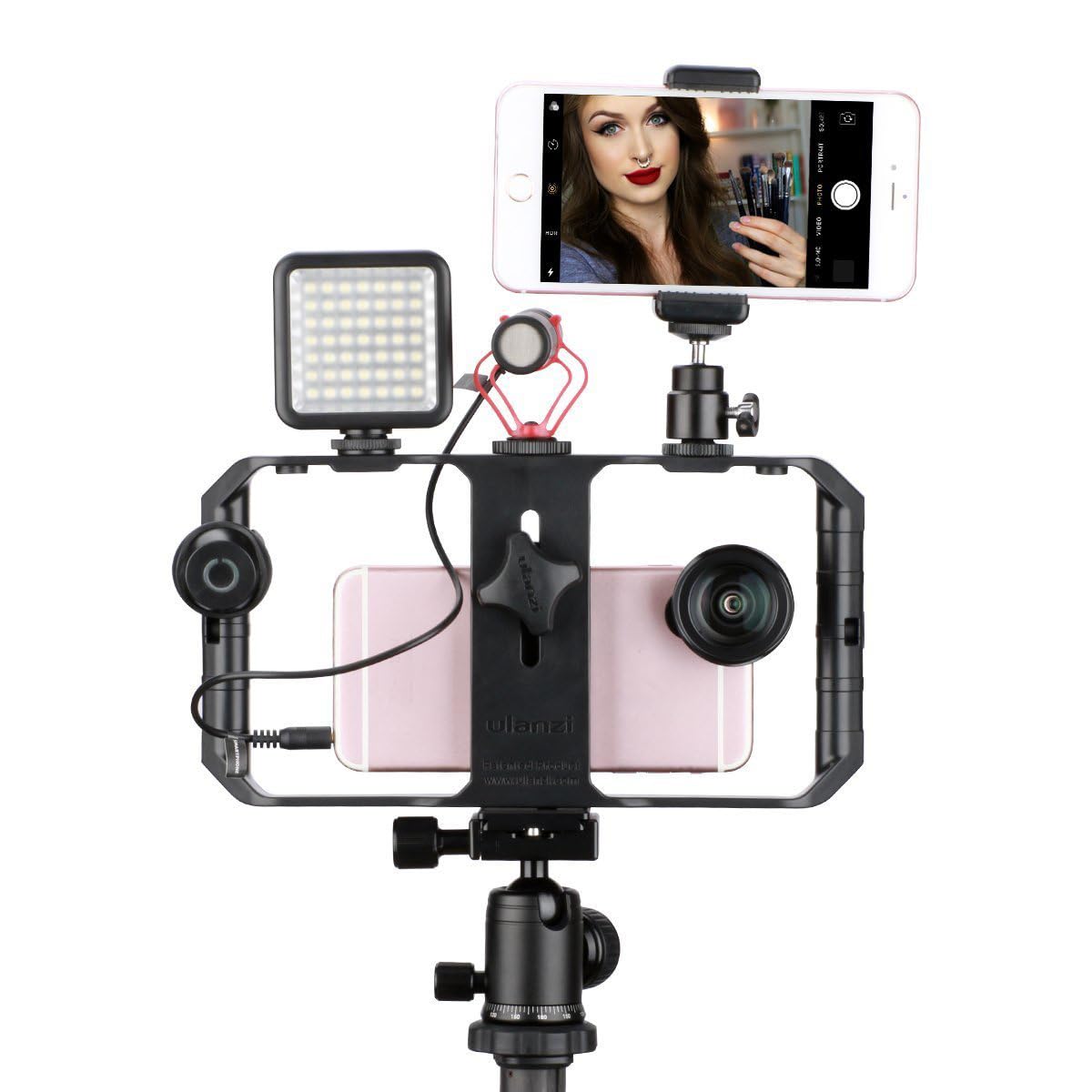 Ulanzi U Rig Pro Smartphone Video Stabilizer with Triple Cold Shoe Mount - Compatible with iPhone 16/15/14/13/12/11 Pro Max/XS/X/8 Plus, OnePlus 7 Pro, Samsung & Google Pixel - Perfect for Vlogging, Live Streaming & Content Creation