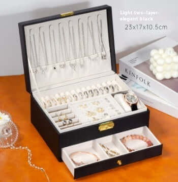 3 Layer Waterproof Jewelry Organizer Box for Necklaces & Rings | Travel-Friendly Storage Case | Perfect for Travel, Home, and Gift Giving
