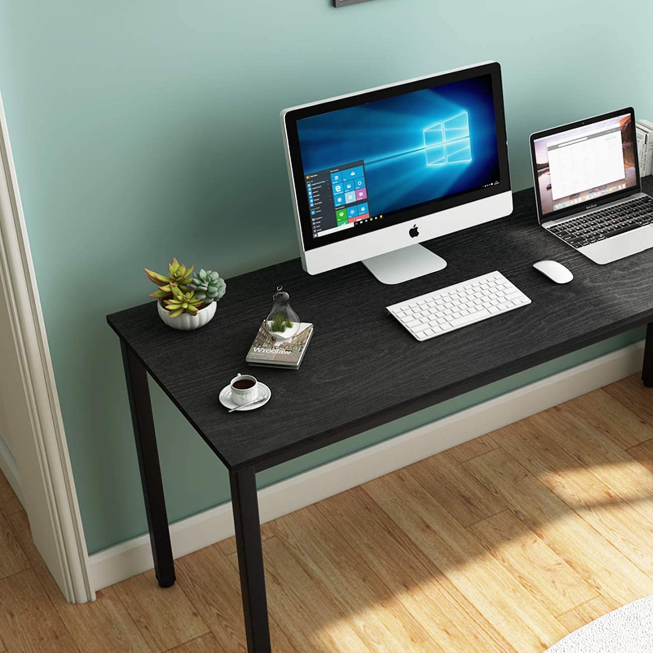 SogesGame 63-inch Computer Desk - Home Office Desk, Study Writing Table, Workstation with Storage, Black Modern Design for Gaming, Working & Dining