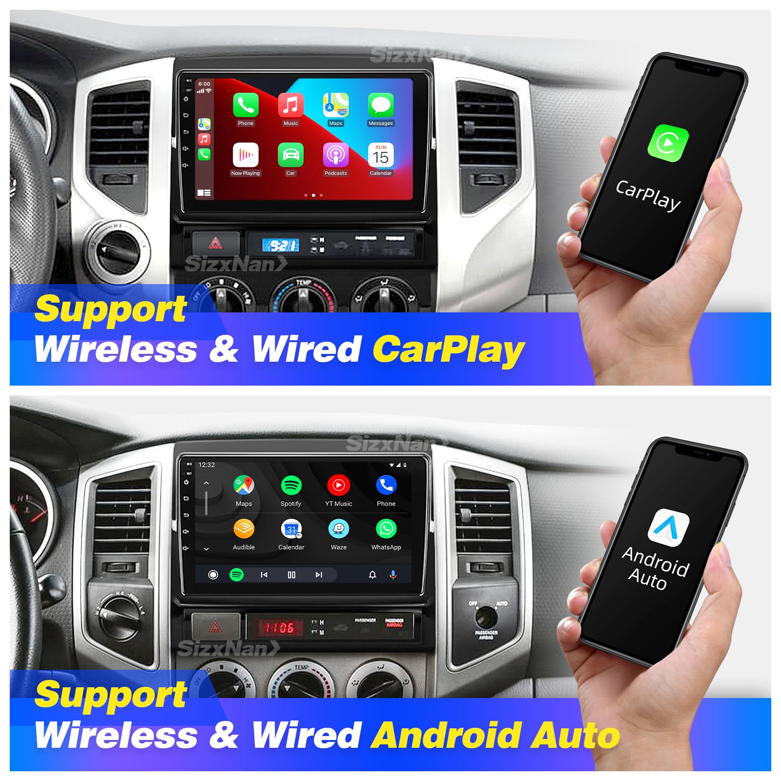 2005-2015 Toyota Tacoma Android Car Stereo with Wireless CarPlay & Android Auto - 8-Core 1280x720 Touchscreen Head Unit, Bluetooth GPS Navigation, WiFi Multimedia Player | Perfect for Road Trips, Commuting & In-Car Entertainment