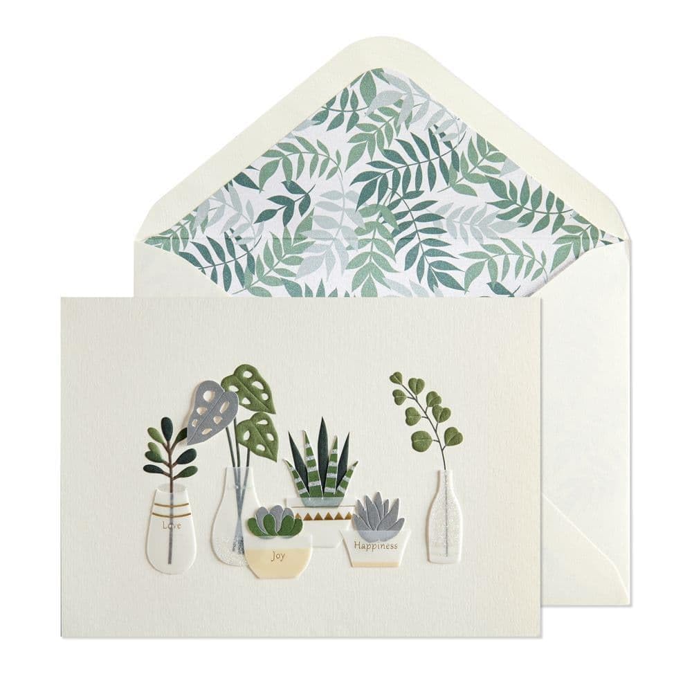 Elegant Row of Vases and Plants Birthday Card - Floral Greeting Card for Women, Friends, Mom - Perfect for Birthday Wishes, Home Decor, and Special Occasions