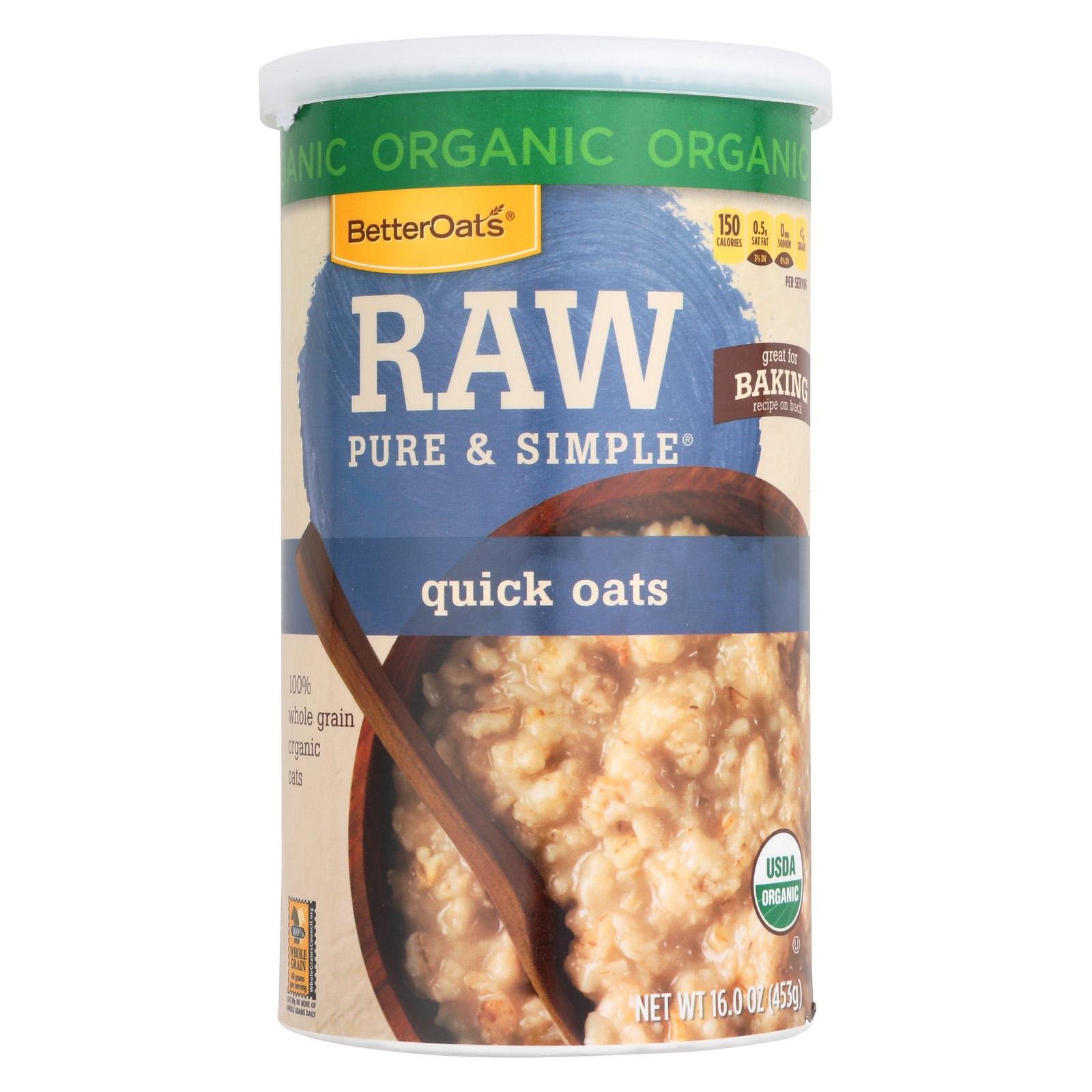 Better Oats Organic Quick Oats - 16 Oz (Pack of 12) | Healthy Breakfast Cereal for Weight Loss & Energy | Perfect for Oatmeal, Smoothies & Baking