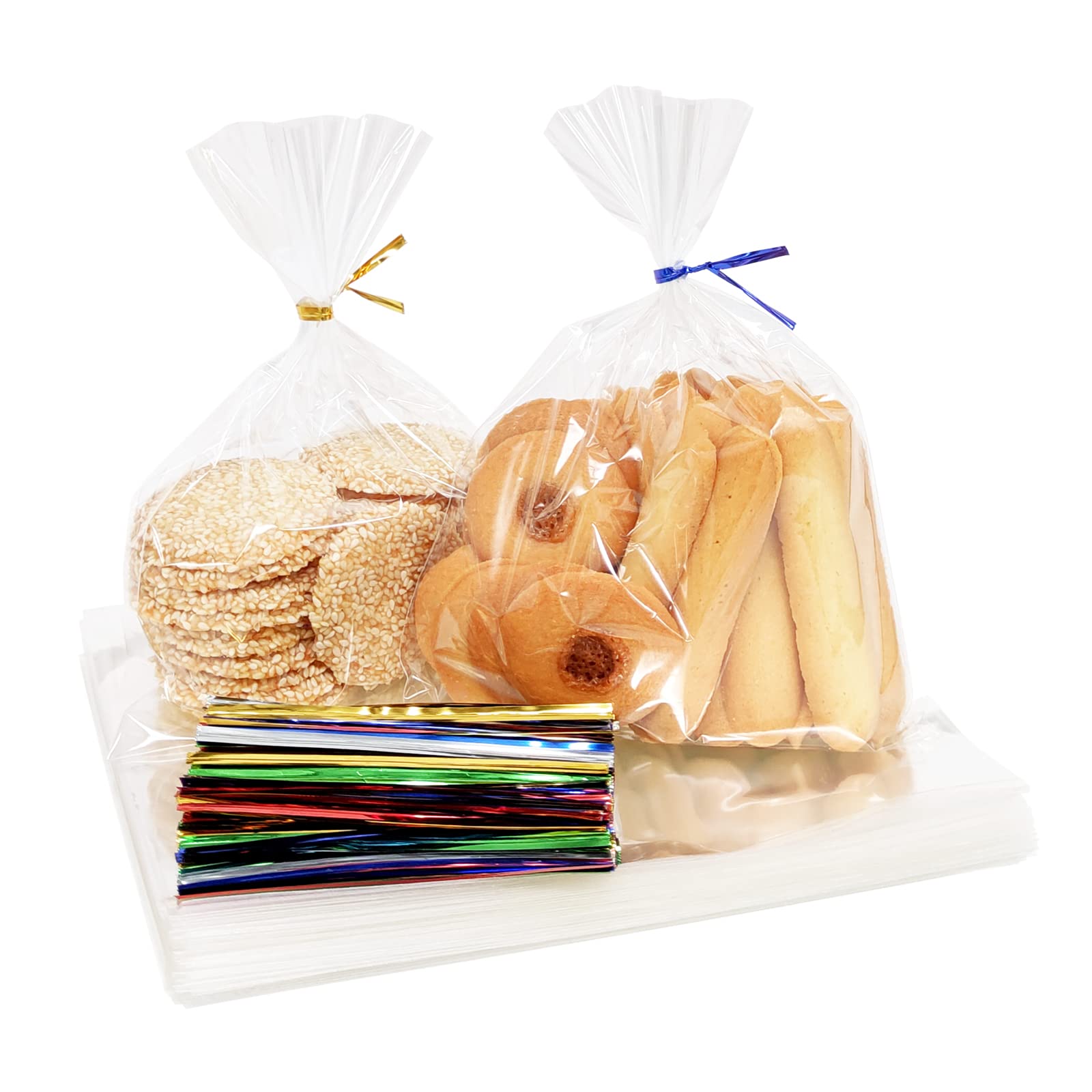100PCS 6x8 Inches Clear Cellophane Bags with 4