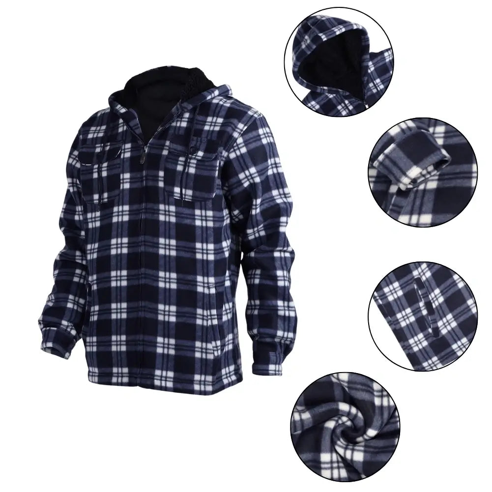 Men's Plaid Sherpa Lined Jacket - Warm Winter Flannel Shirt Jacket for Outdoor Activities & Casual Wear