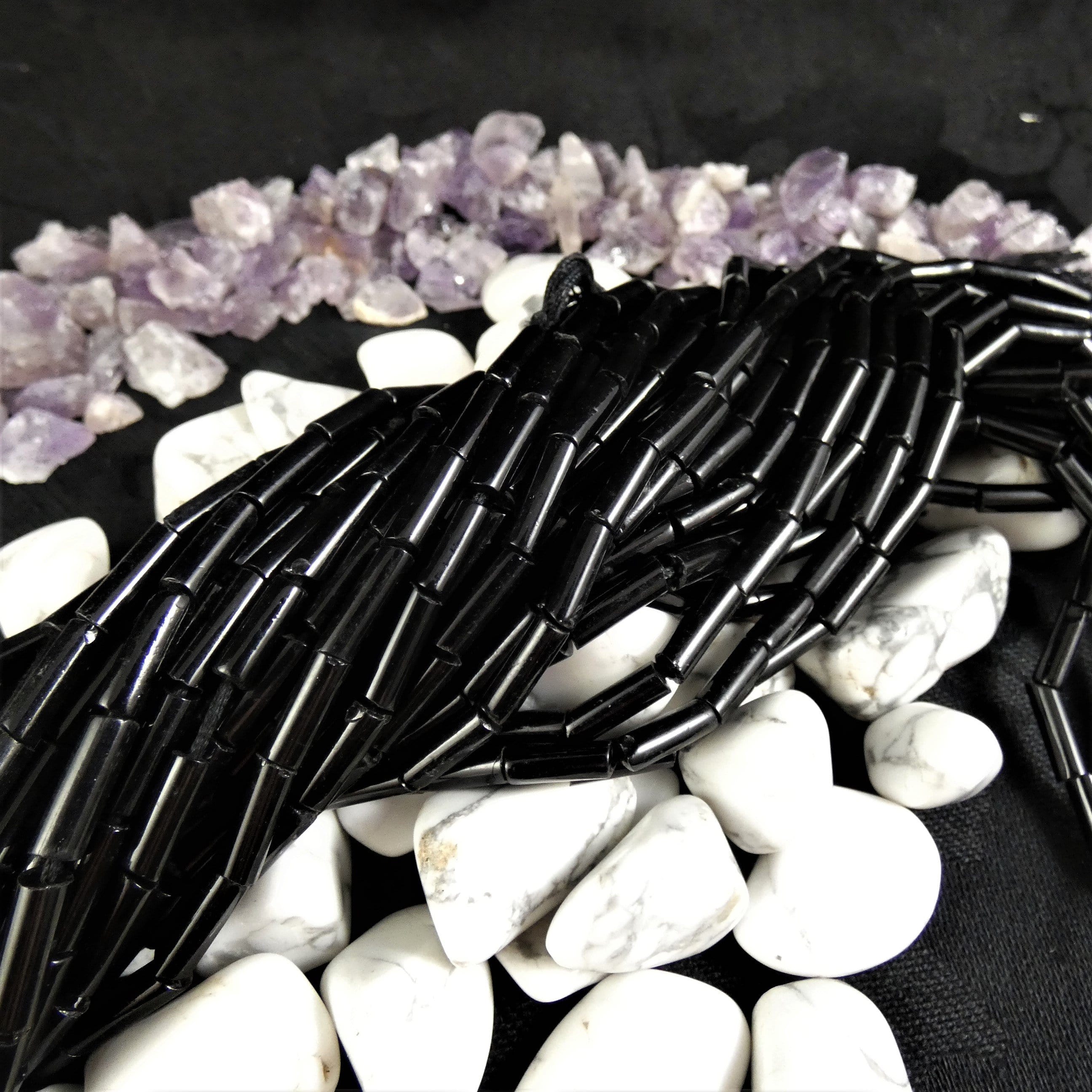 Premium Black Glass Bead Strands (Tube) - 12 Inch DIY Jewelry Making Supplies for Necklaces, Bracelets & Crafts - Perfect for Beading, Home Decor & Gift Projects