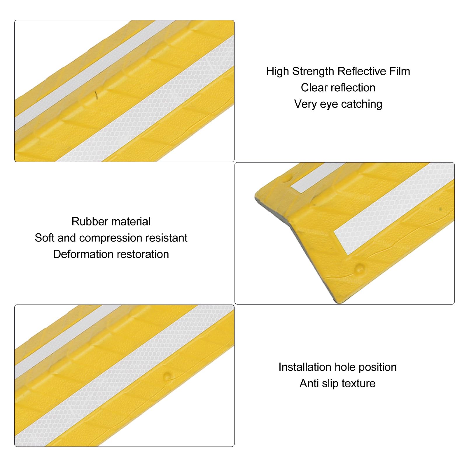 **80cm Rubber Garage Wall Protector with Reflective Strip - Heavy Duty Corner Guard for Parking Garages & Home Use (Yellow) | Prevent Scratches & Dents in Tight Spaces**