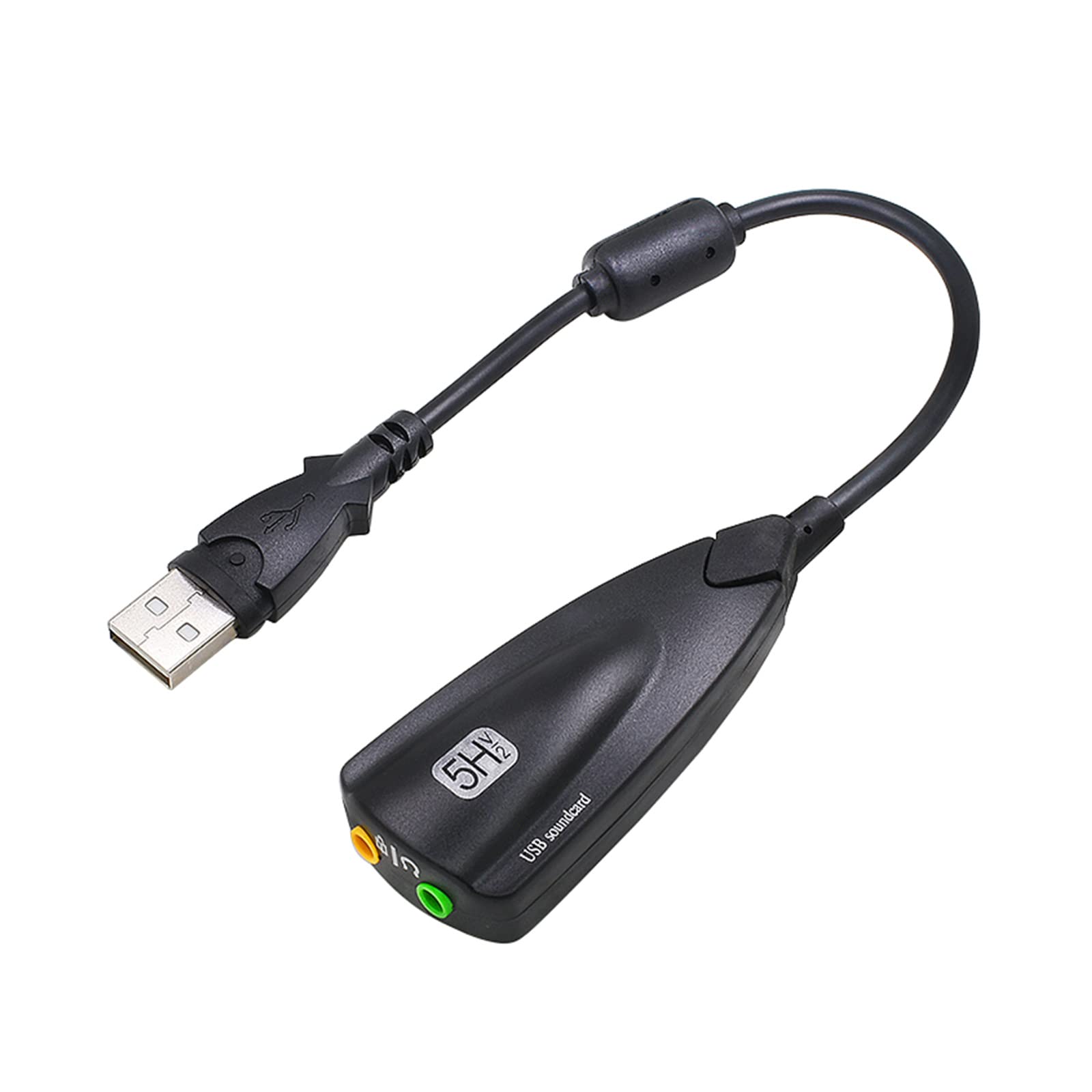 Fhsqwernm 5HV2 USB External Sound Card - 7.1 Channel Audio Adapter with 3.5mm Jack, Plug & Play No Driver Needed, Portable USB Sound Card for Gaming, Streaming & Conference Calls