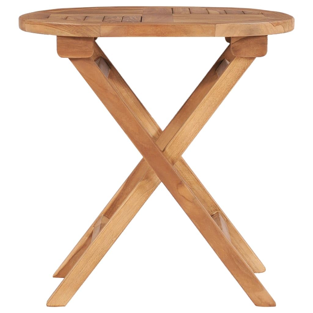 Premium VidaXL Folding Patio Table – Solid Teak Wood Round Outdoor Dining Table – Weatherproof & Space-Saving Garden Furniture – Smooth Sanded Finish – Natural Wood Look – Perfect for Backyard BBQs, Poolside Gatherings & Small Balconies