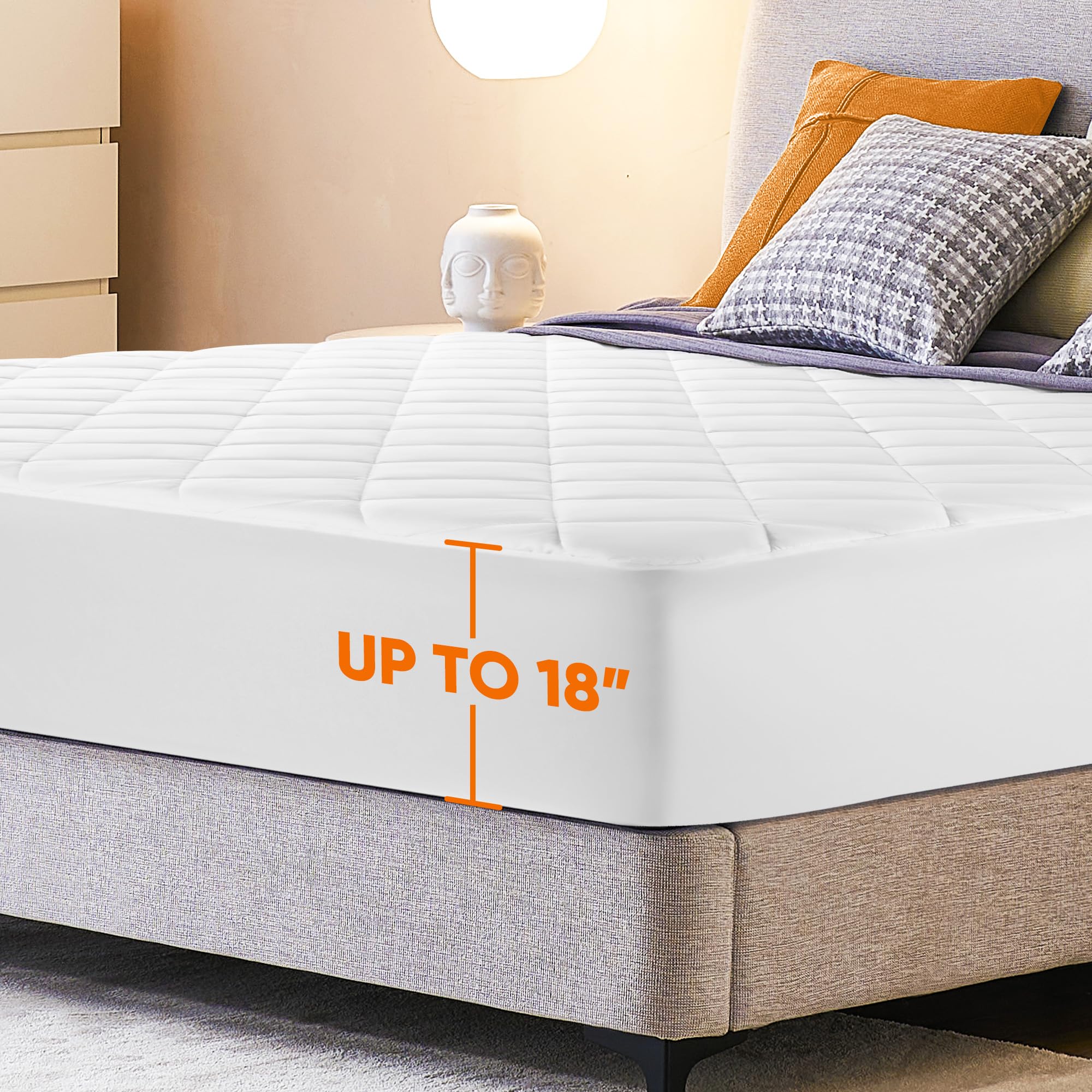Electric Heated Mattress Pad Queen Size - Dual Control Luxury Bed Warmer with 10 Heat Settings & Auto Off (2/4/8 Hours) | Fits Up to 18