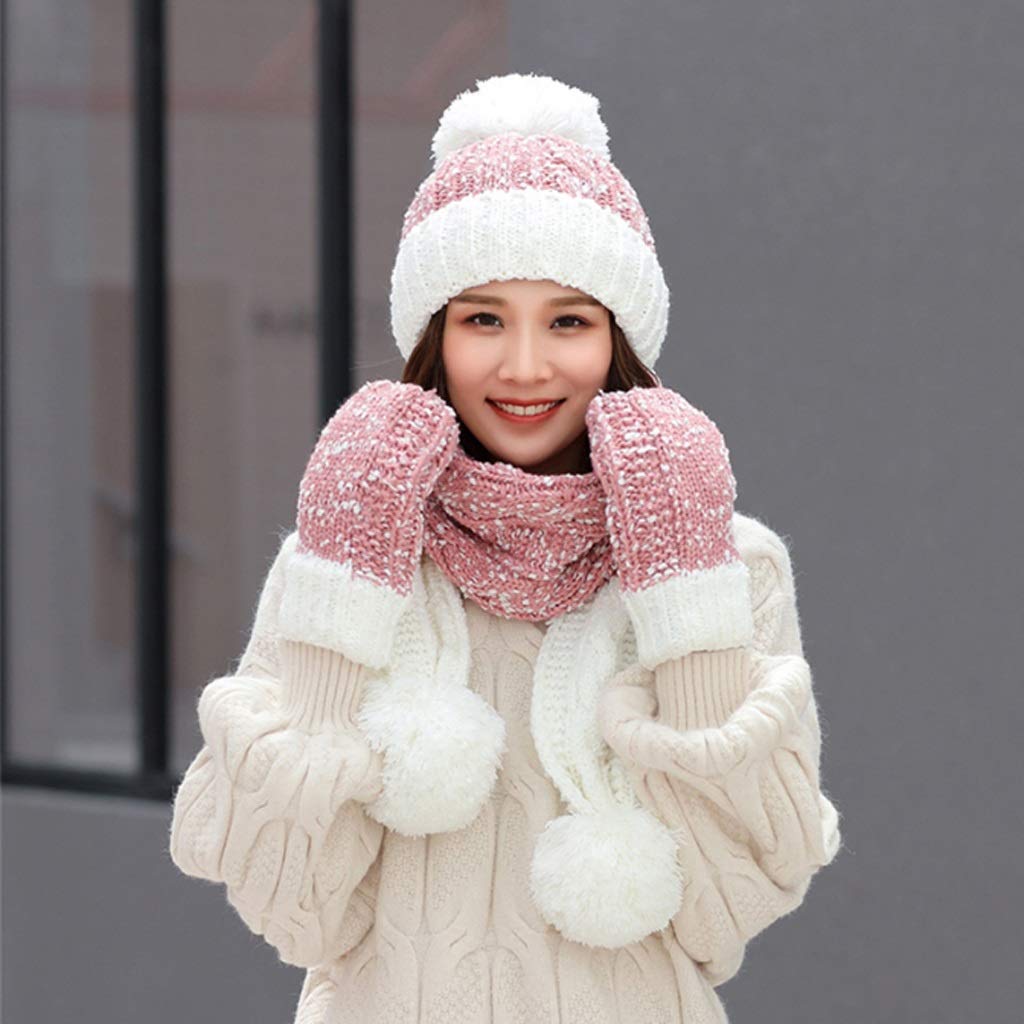 SPNEC Women's Winter Hat Scarf Gloves Set - Warm Knit Skull Cap Beanie & Scarf 3-Piece Accessories for Girls | Perfect for Snowboarding, Skiing & Cold Weather Outfits
