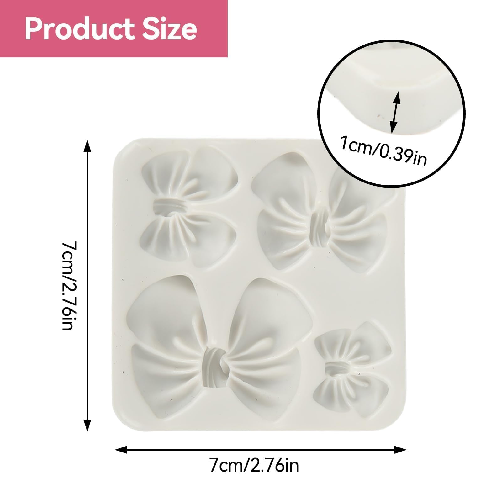 2-Piece Mini Silicone Fondant Bow Molds for Cake, Cupcake, Candy & Chocolate Decoration | Cartoon Bow Chocolate Molds | Perfect for Birthday Parties, Wedding Cakes & DIY Dessert Decorating