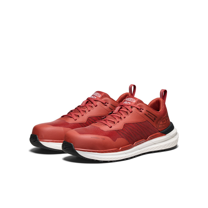 Men's Speedworks Carbon Toe Work Sneakers - Red Ochre/Black - Slip Resistant Safety Shoes for Construction & Warehouse Workers