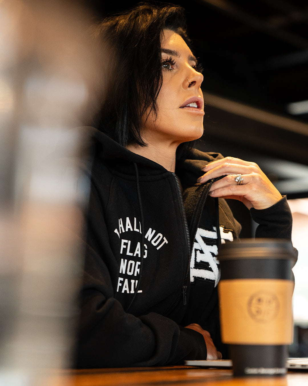 Varsity Patch Zip Up Hoodie - Black | Stylish & Comfortable Pullover for Men & Women | Perfect for Casual Wear, Street Fashion & College Outfits