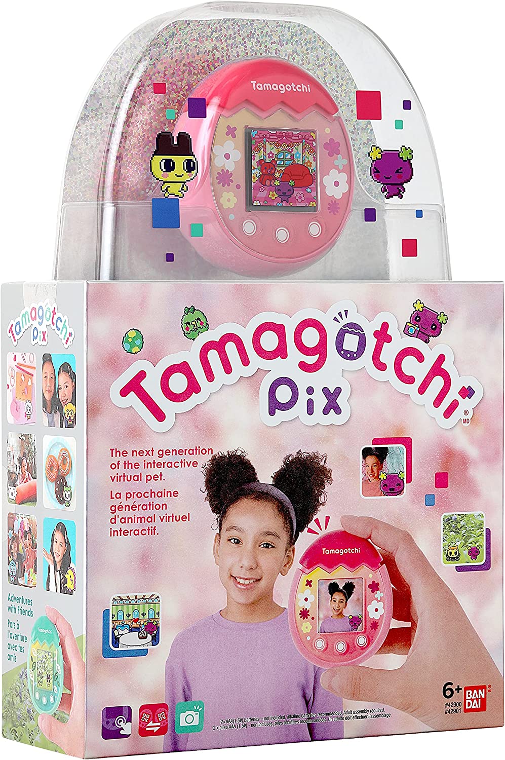 Tamagotchi Pix Virtual Pet - Floral Pink Edition | Interactive Digital Pet for Kids & Adults | Perfect for Gifts, Collectors & Nostalgic Gamers