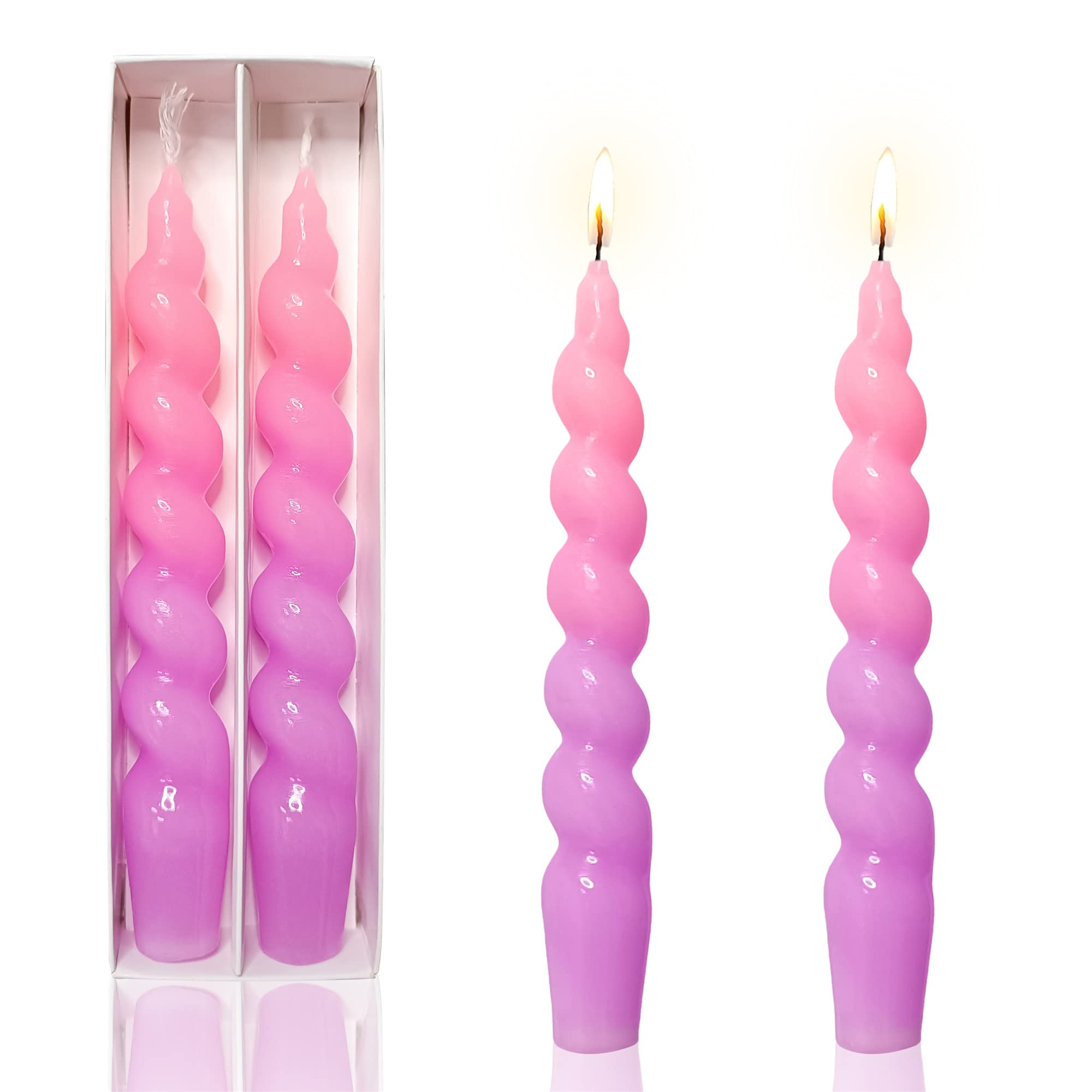 Handcrafted 7.5'' Purple Spiral Taper Candles - Unscented Twisted Wax Candlesticks for Wedding, Home Decor & Dinner Parties | Elegant Gift Idea for Special Occasions