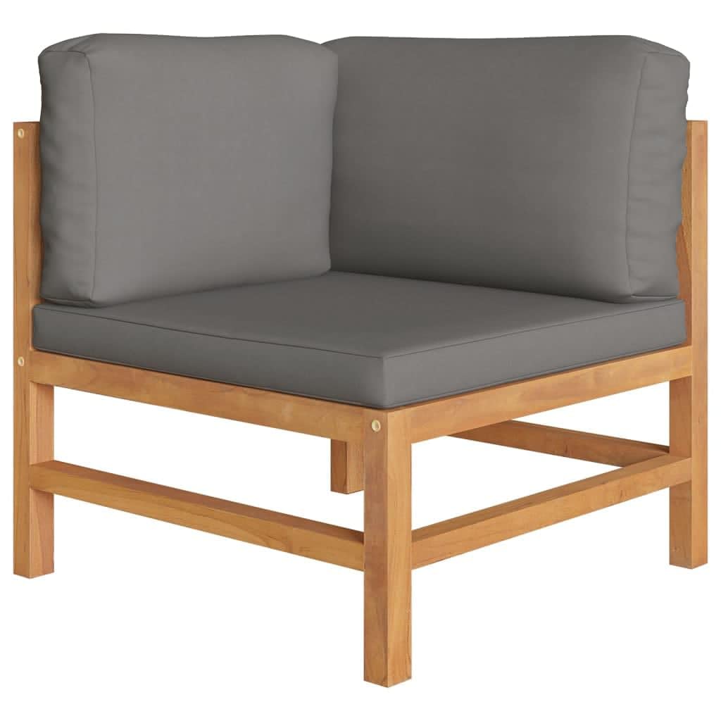 vidaXL 7-Piece Patio Lounge Set - Outdoor Sectional Sofa with Gray Cushions, Retro Style Teak Wood Furniture for Backyard, Garden & Poolside Relaxation