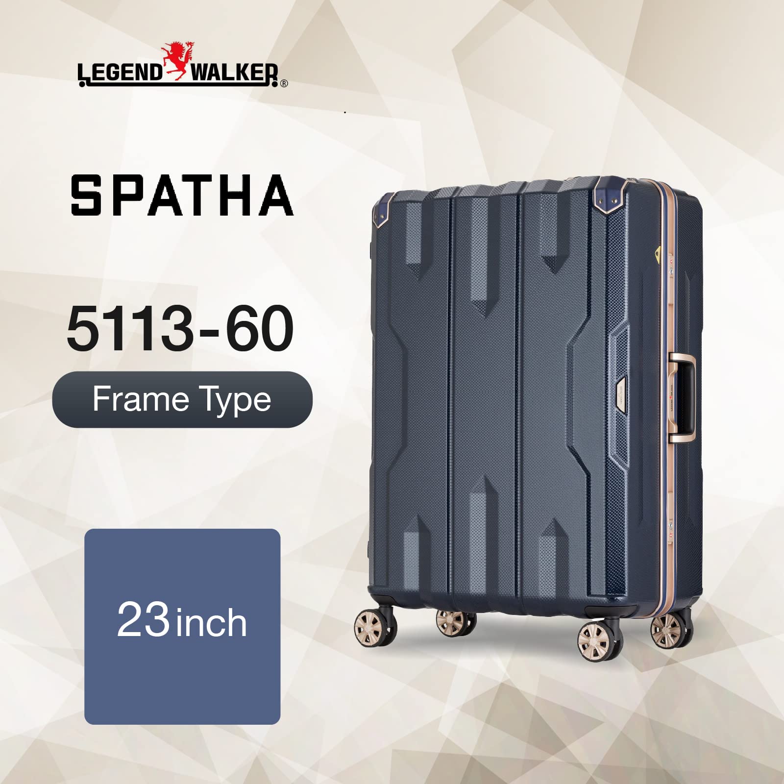 LEGEND WALKER SPATHA 27-Inch Aluminum Frame Checked Luggage - Lightweight Durable Suitcase for Travel, Yellow (5113-60-YE) | Perfect for International Flights & Long Trips