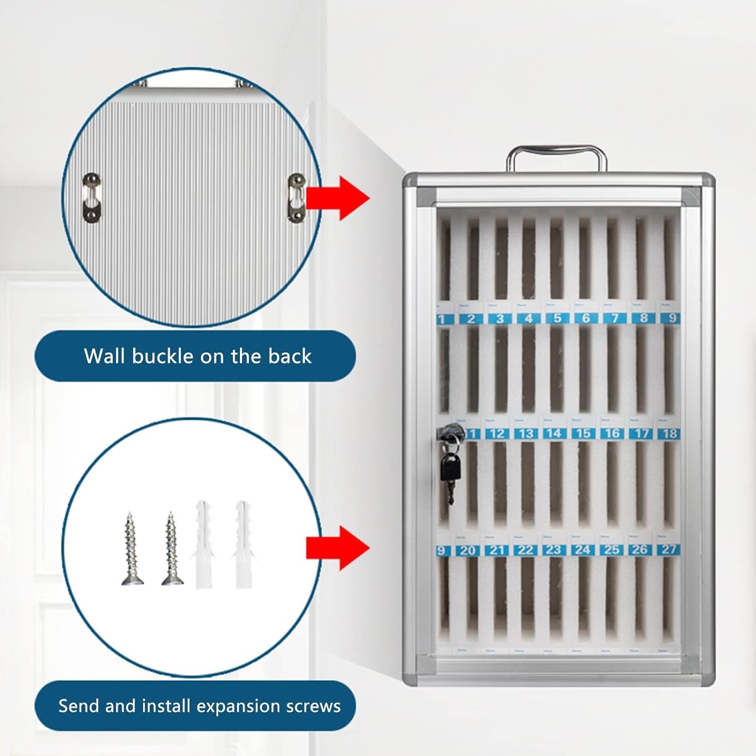 Wall-Mounted Phone Locker Cabinet - 12 Slots with Lock for Secure Storage | Home & Office Use