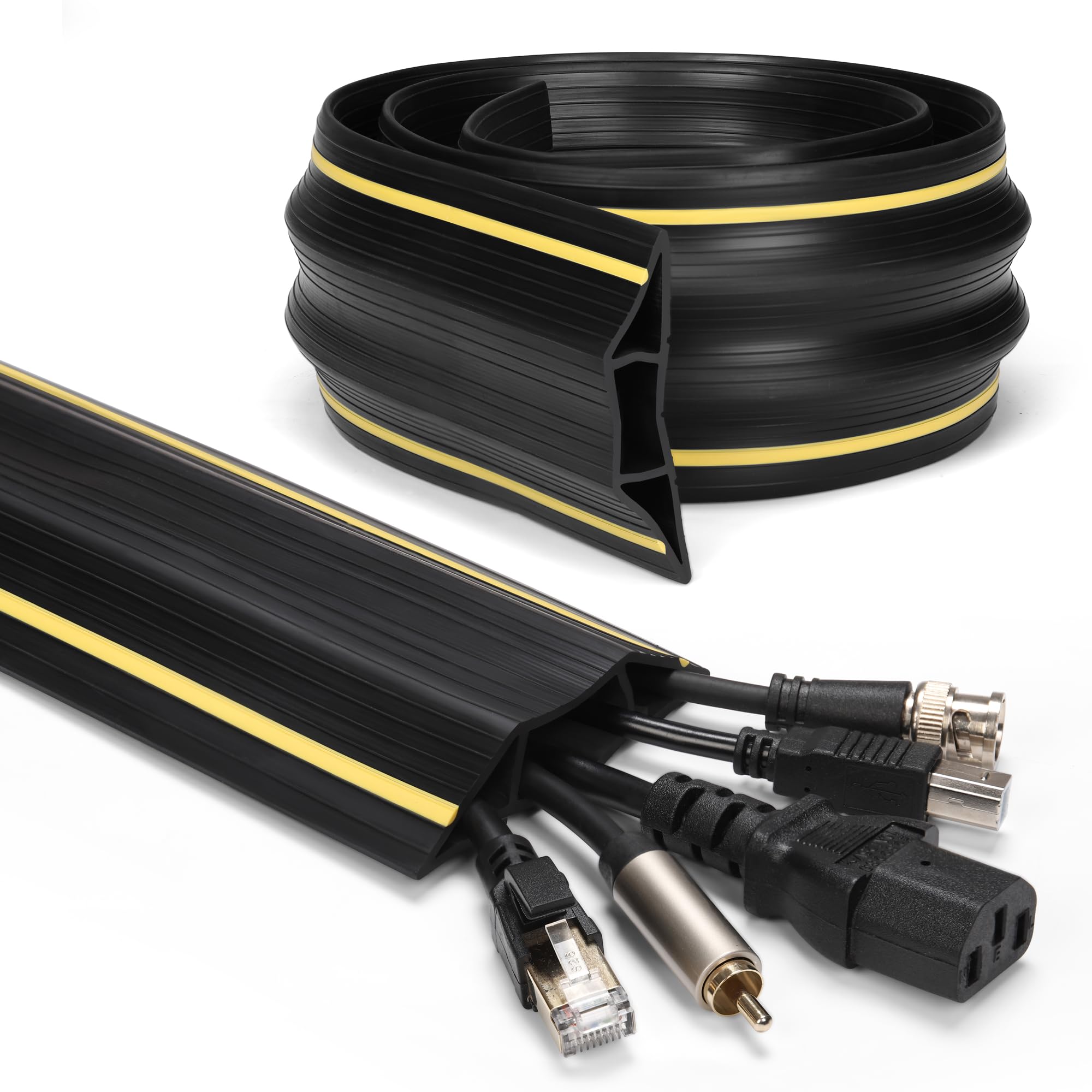 ZhiYo 4ft Floor Cord Cover - Large Capacity Cable Protector for Home & Office - Wire Hider to Prevent Tripping Hazards - Ideal for Living Room, Bedroom, and Workspace Safety