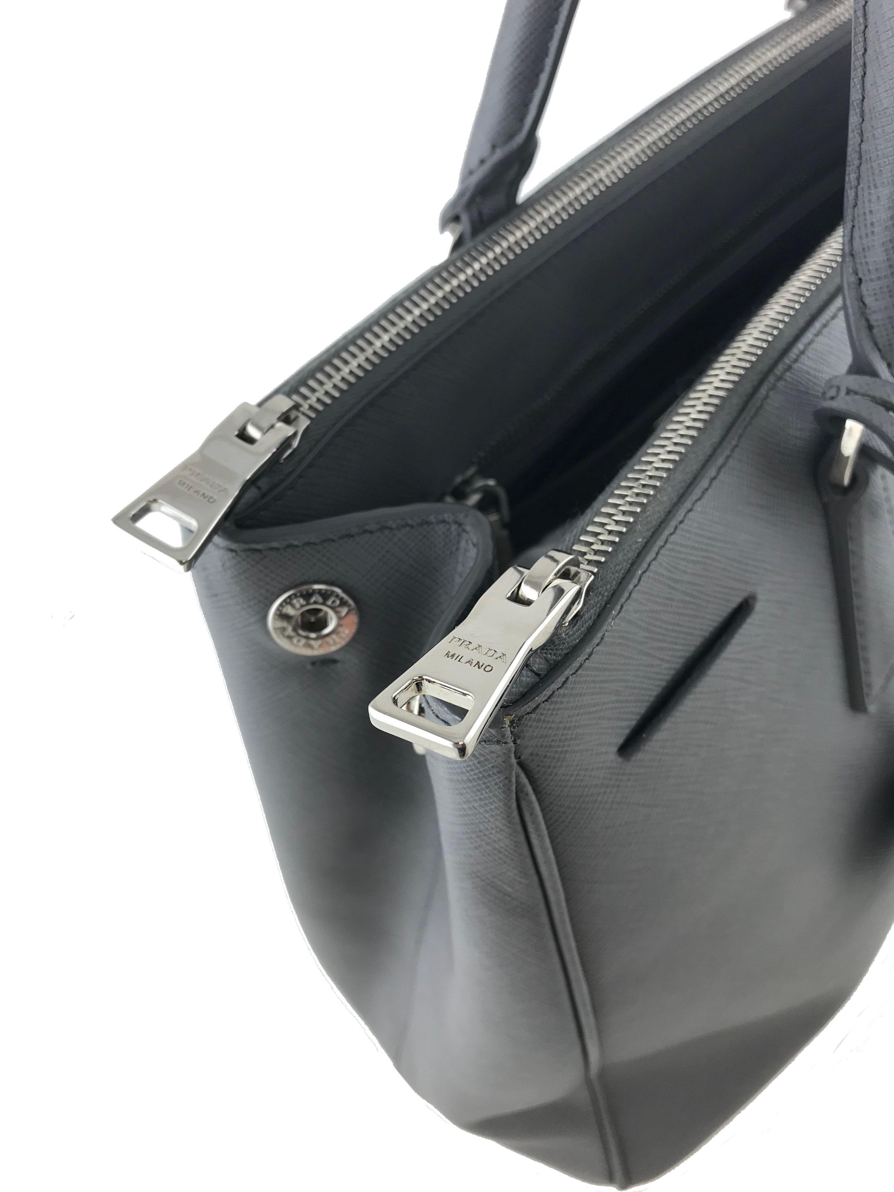 Prada Saffiano Lux Double Zip Medium Tote Bag - Genuine Leather Luxury Handbag for Women | Perfect for Work, Travel & Everyday Use