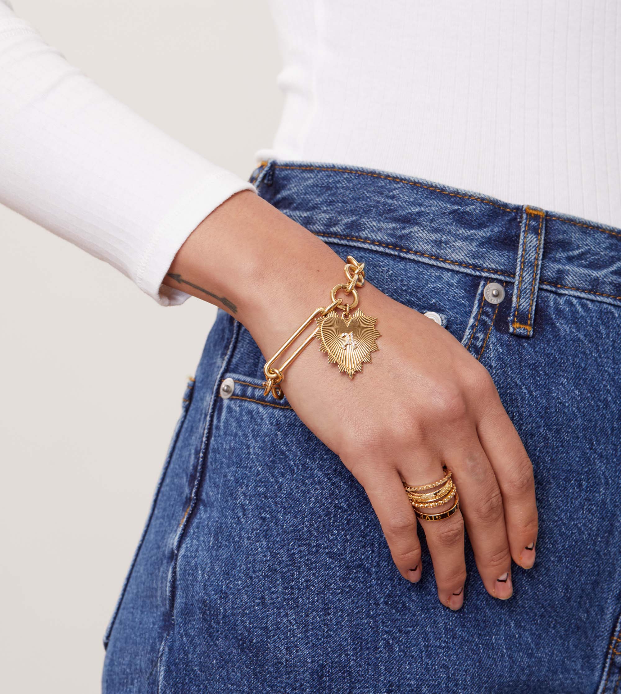 Personalized Heart Mixed Oversized Clip Bracelet - Stylish Adjustable Charm Bracelet for Women, Gift for Her, Perfect for Valentine's Day, Anniversary & Everyday Wear