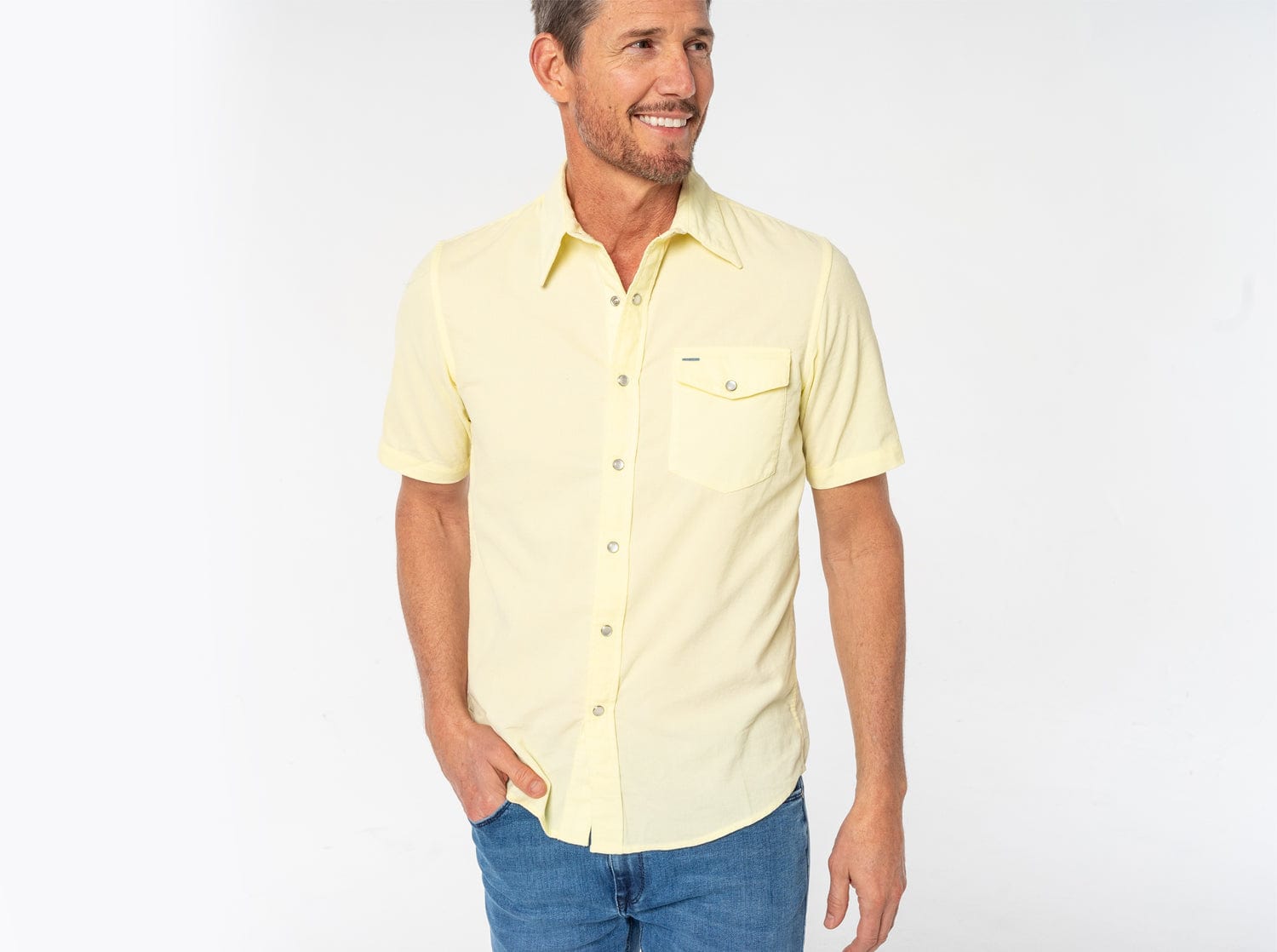 Men's Short Sleeve Corduroy Pearl Snap Shirt - Casual Western Style Button Up for Fishing, Outdoor & Everyday Wear