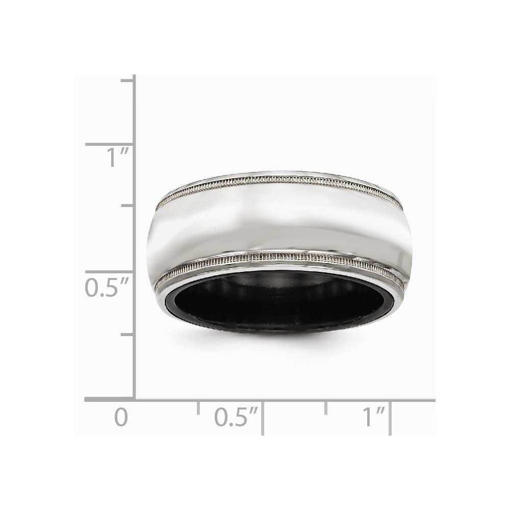 Black Titanium & 925 Sterling Silver Men's Wedding Band Ring - Milgrain Edge Design for Comfort Fit, Perfect for Engagements, Anniversaries and Daily Wear