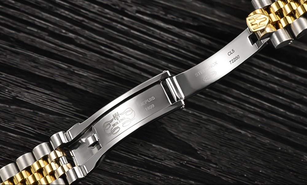 Luxury Men's Automatic Mechanical Gold Watch - Self-Winding, Sapphire Crystal, Waterproof Dress Watch for Business & Formal Occasions