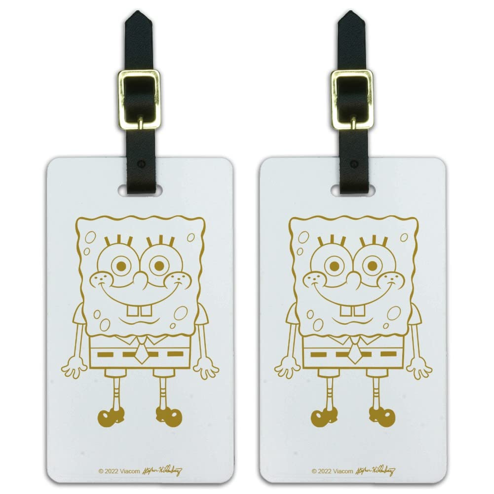 SpongeBob SquarePants Luggage Tags Set of 2 - Durable Suitcase ID Tags for Carry-On Bags - Perfect for Travel, Kids Backpacks & Suitcase Identification
