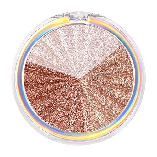 3-Color Shimmer Highlighter & Contour Palette - Makeup Illuminator with Bronzer & Blush for Glowing Skin | Perfect for Highlighting, Contouring & Evening Makeup Looks