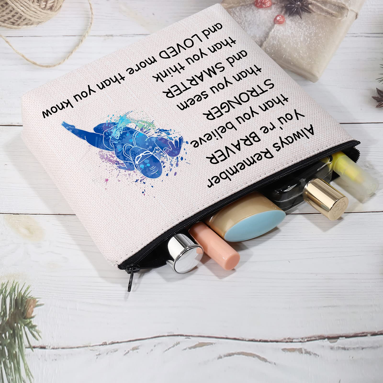 CMNIM Swim Lover Gift - Waterproof Swimmer Cosmetic Bag for Women | Travel Toiletry Organizer Case | Perfect for Swimming Team Gifts, Pool Parties & Beach Vacations