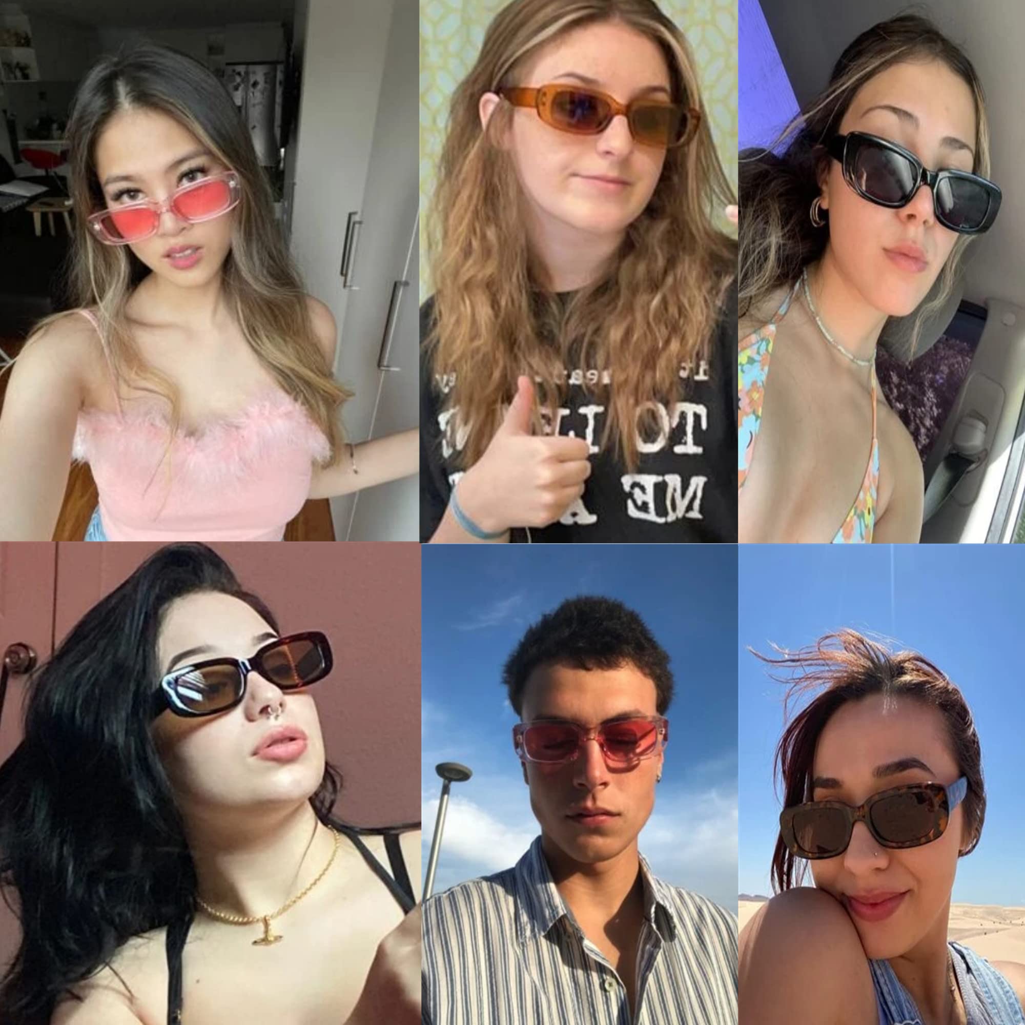 Bulk Rectangle Sunglasses for Women - 90s Retro Party Favors (6/8/10 Pack) | UV Protection Fashion Shades for Beach, Pool & Outdoor Events