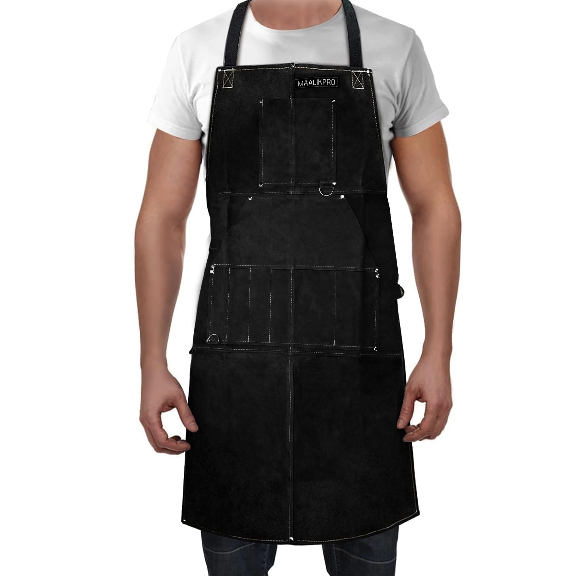 Durable Leather Welding Apron with 9 Tool Pockets - Heavy Duty Workwear for Blacksmiths, Welders & Metalworkers - Perfect for Forging, Metal Fabrication & Workshop Safety Gear