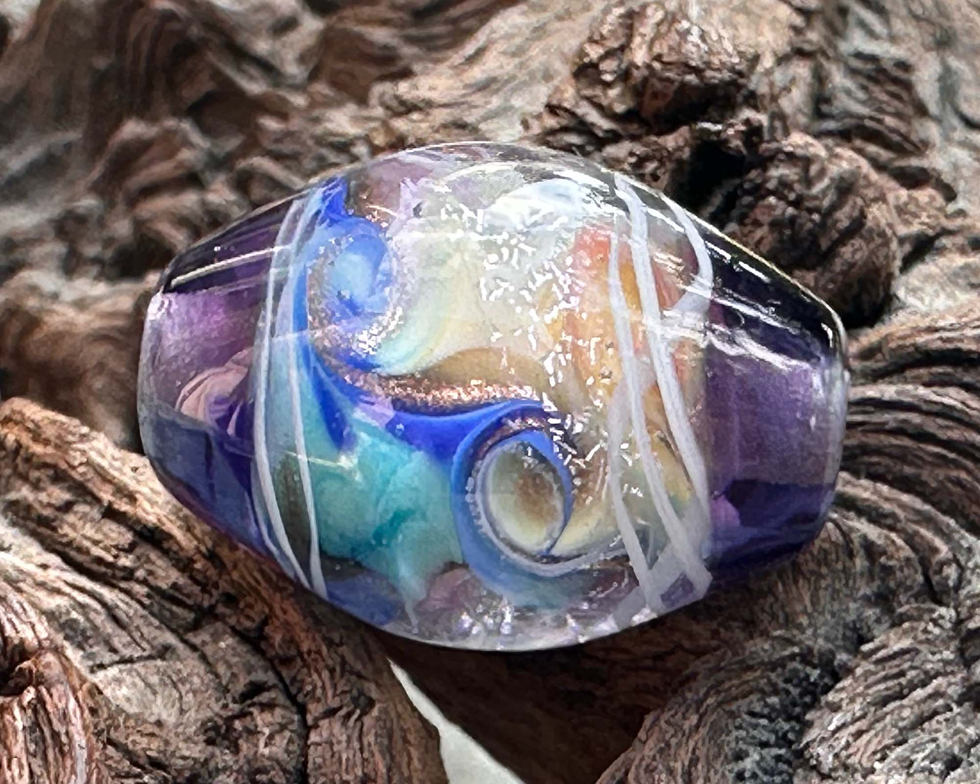 Handmade Sunset Swirls Lampwork Glass Focal Bead for Jewelry Making - Perfect for Necklaces, Bracelets, and DIY Craft Projects