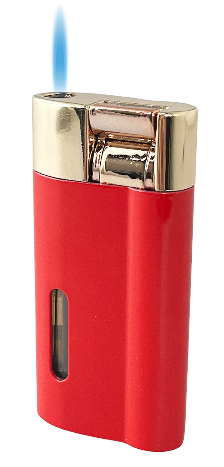 Visol Iguana Single Torch Flame Lighter - Windproof Butane Lighter for Cigars, Candles & Outdoor Use (Red & Gold)