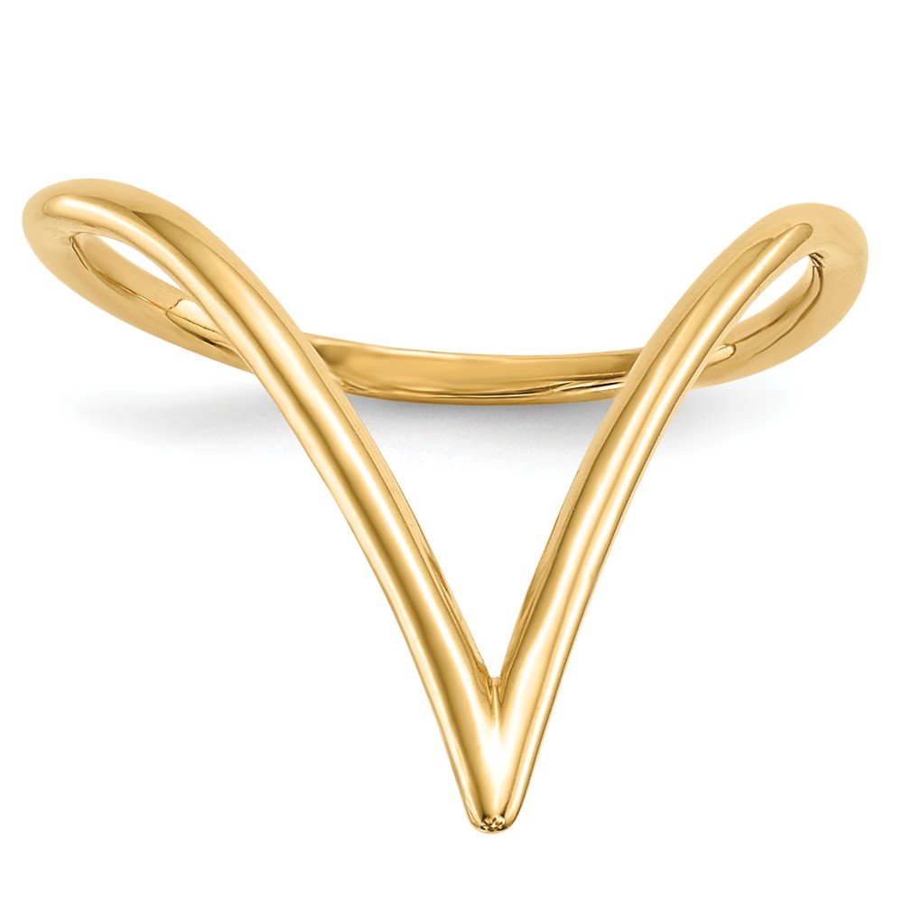 14K Yellow Gold Chevron Shaped Ring for Women - Elegant Geometric Jewelry for Everyday Wear & Special Occasions