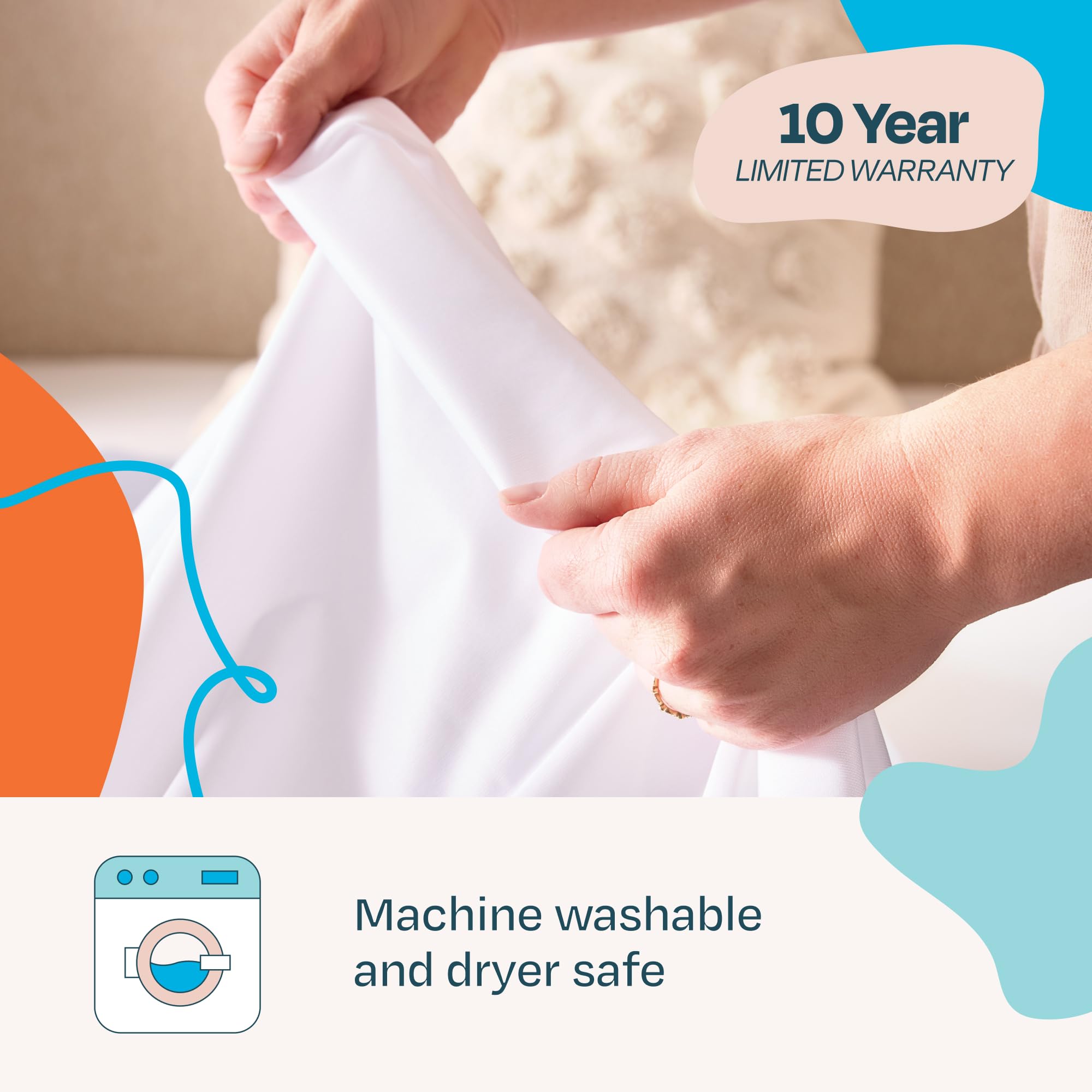 LINENSPA Premium Waterproof Mattress Protector - Breathable Polyester Fitted Cover - Twin XL Size (White) - Machine Washable & Dryer Safe - Protects Against Spills, Allergens & Dust Mites - Ideal for Kids, Teens & Adults Bedrooms, Dorms & Guest Rooms